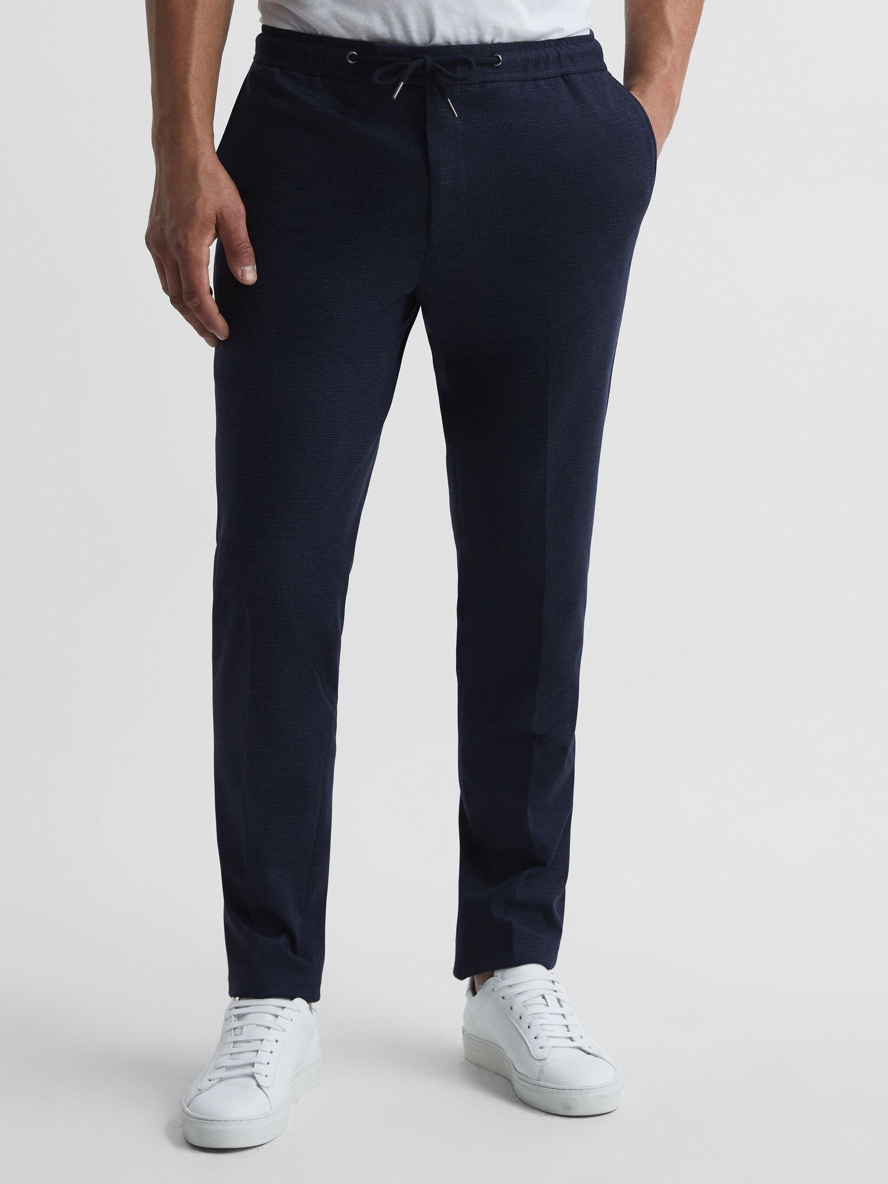 Sob Navy Jersey Mixer Slim Fit Trousers - Image 1 of 5