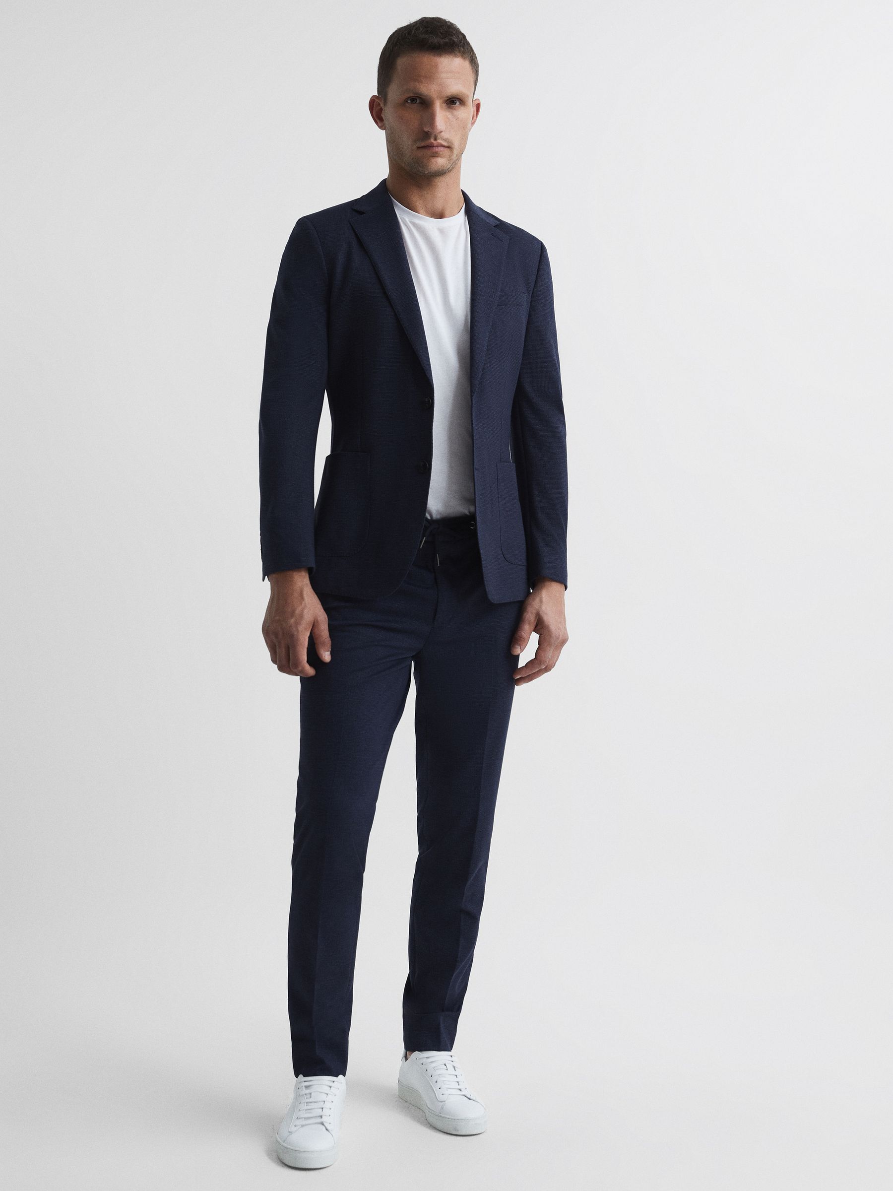 Sob Navy Jersey Mixer Slim Fit Trousers - Image 3 of 5