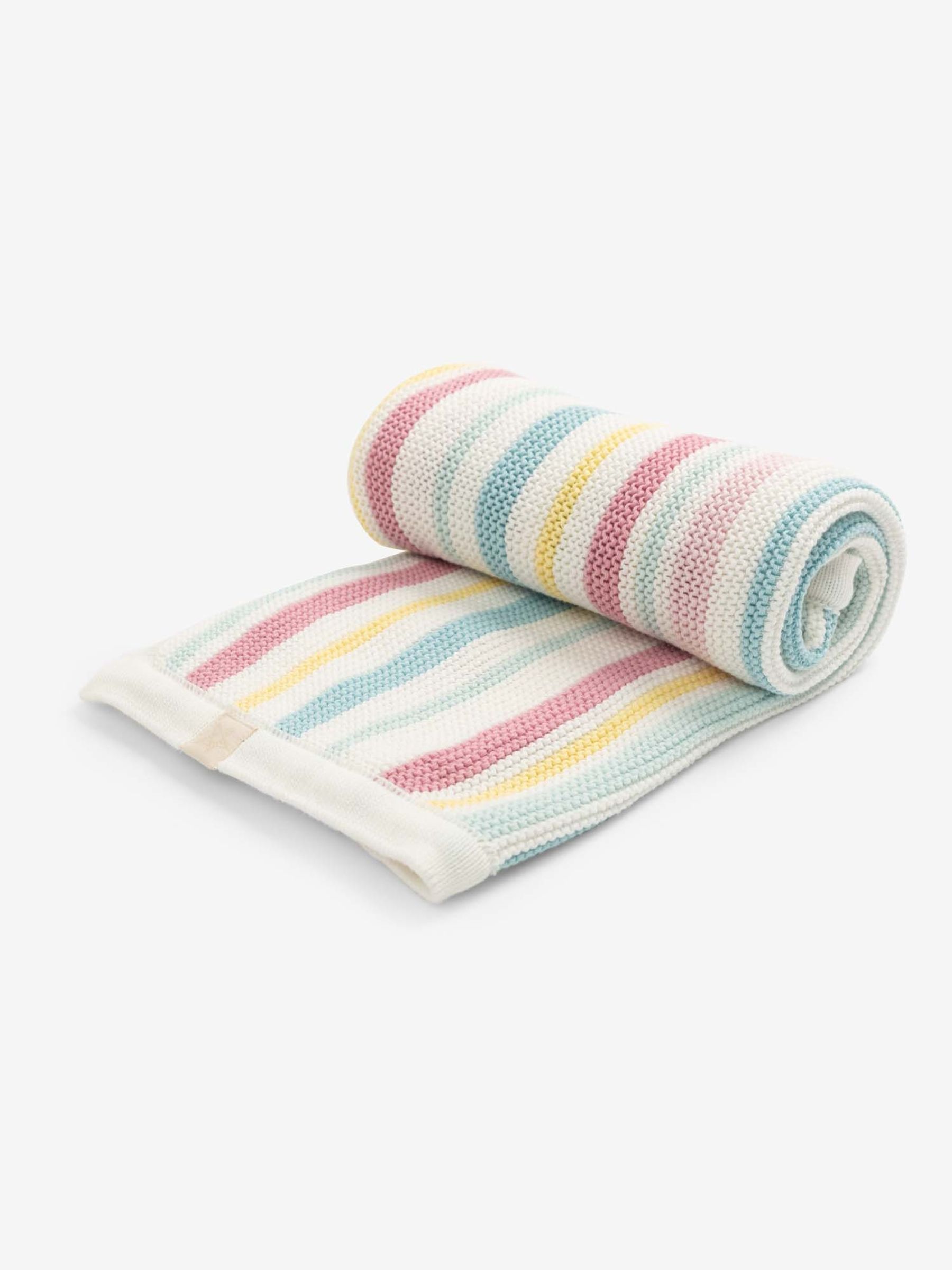 Pink Multi Chunky Knitted Stripe Blanket - Image 2 of 2