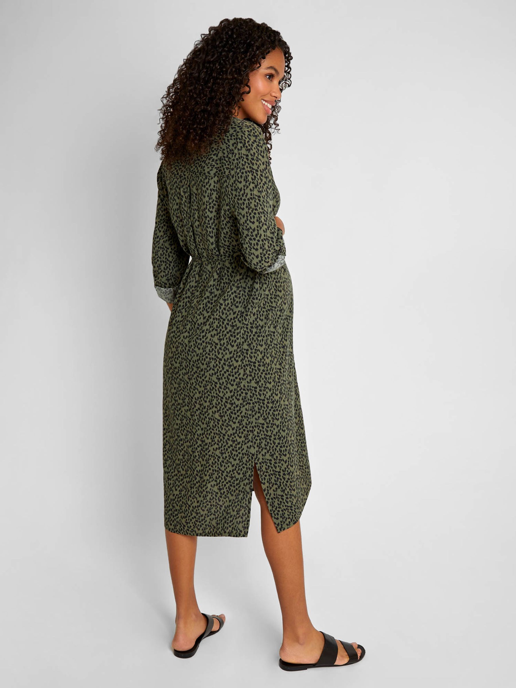 Animal Print Shirt Maternity Dress in Khaki - Image 3 of 4