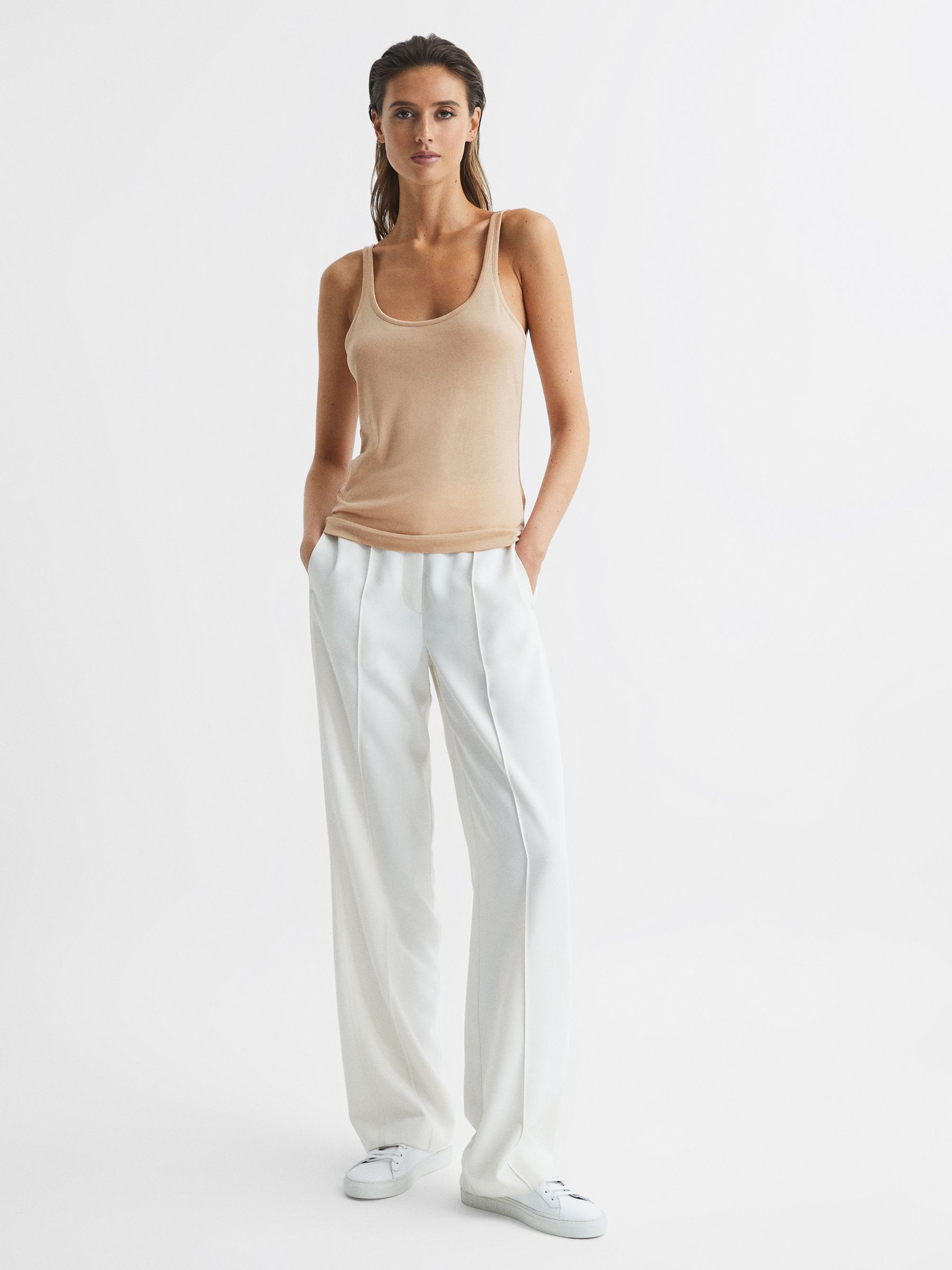 Scoop Neck Second Skin Vest Top in Nude - Image 4 of 7