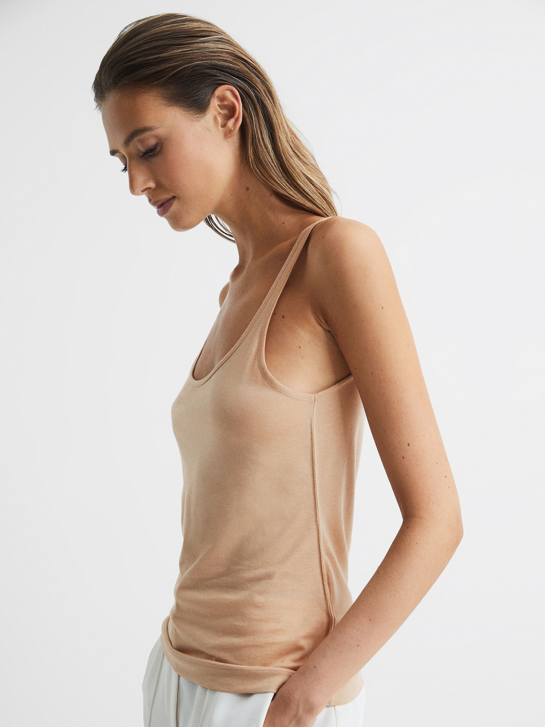 Scoop Neck Second Skin Vest Top in Nude - Image 6 of 7
