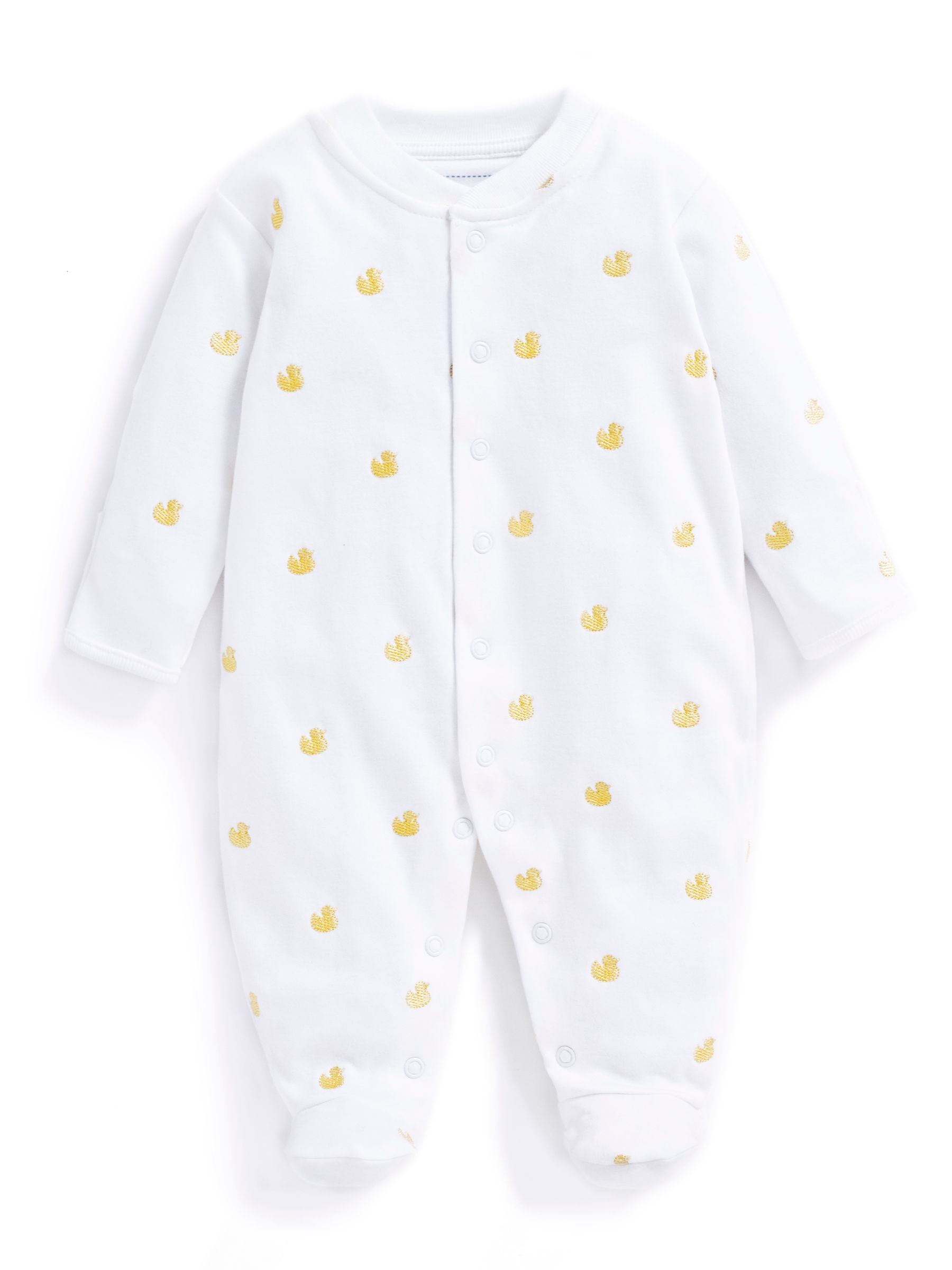 Yellow Duck Embroidered Cotton Baby Sleepsuit - Image 3 of 7