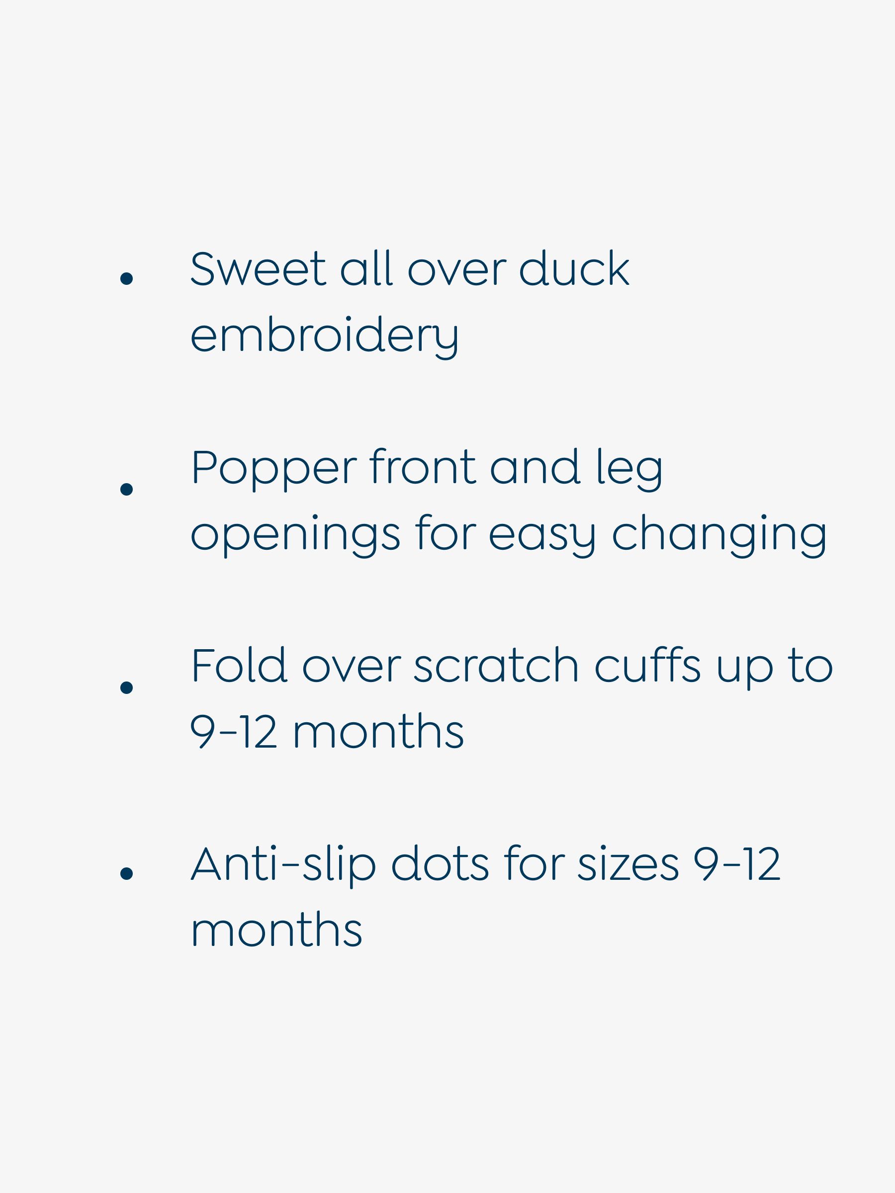 Yellow Duck Embroidered Cotton Baby Sleepsuit - Image 6 of 6