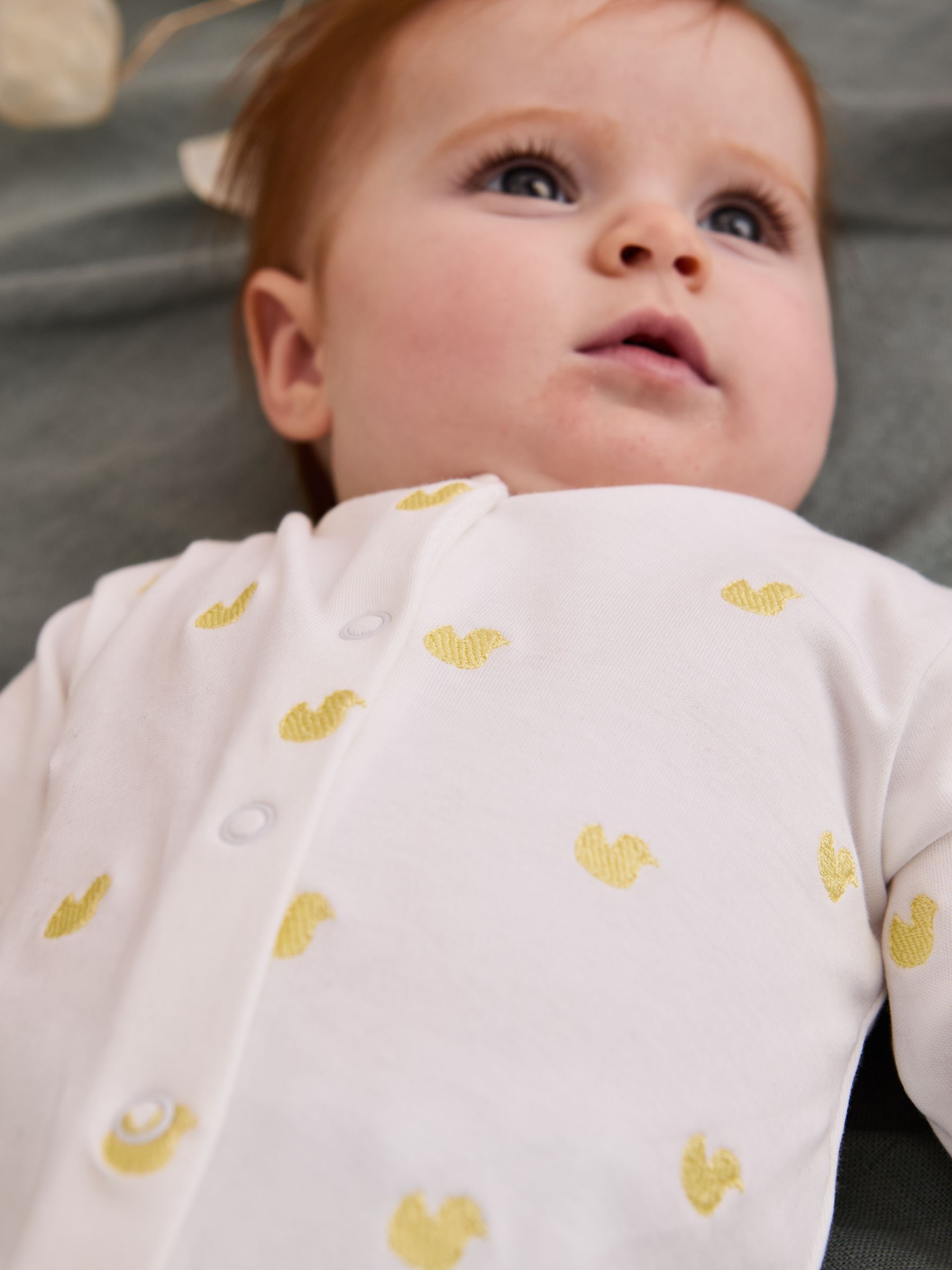 Yellow Duck Embroidered Cotton Baby Sleepsuit - Image 7 of 7