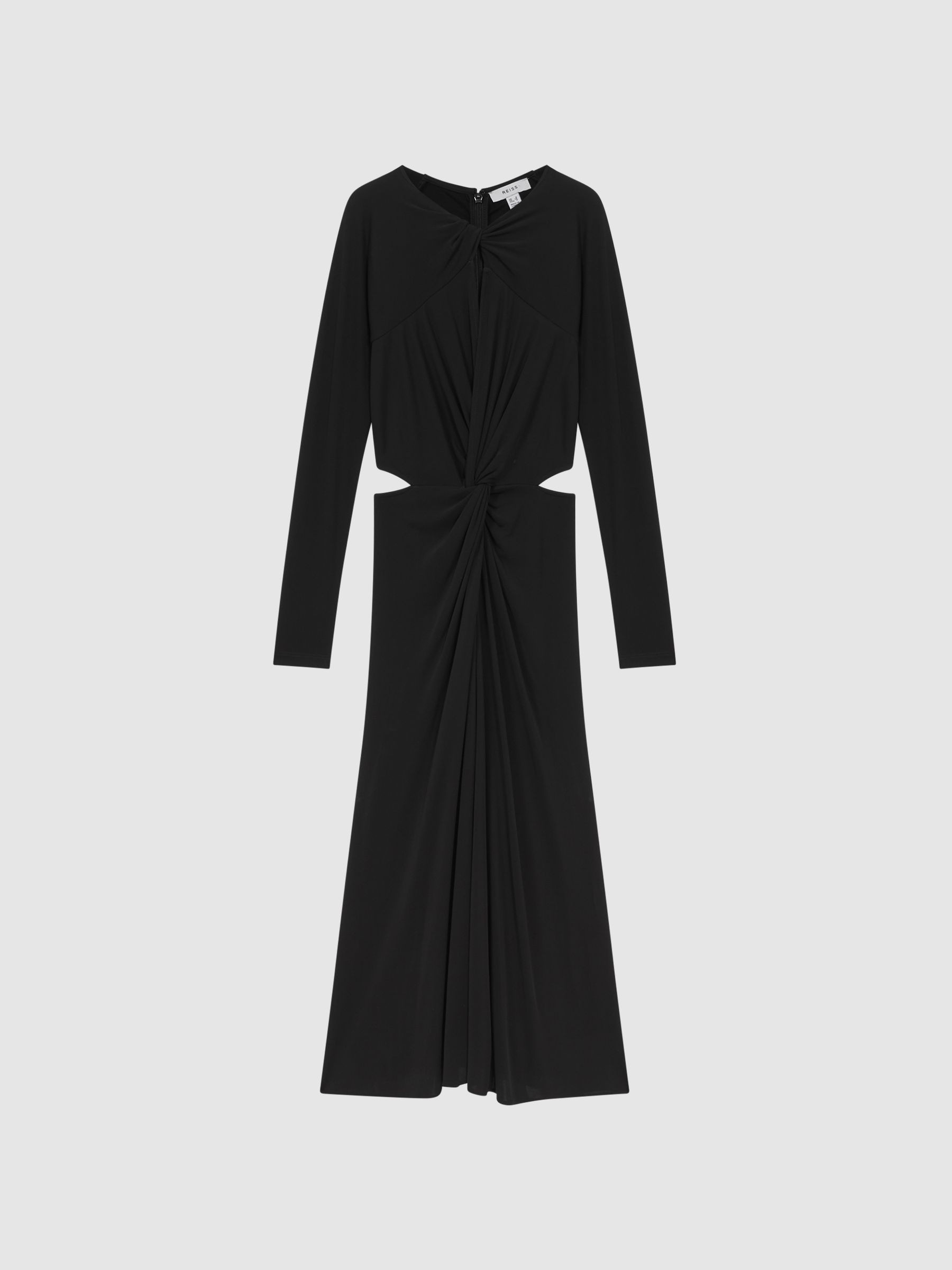 Twist Cut-Out Midi Dress in Black - Image 2 of 4