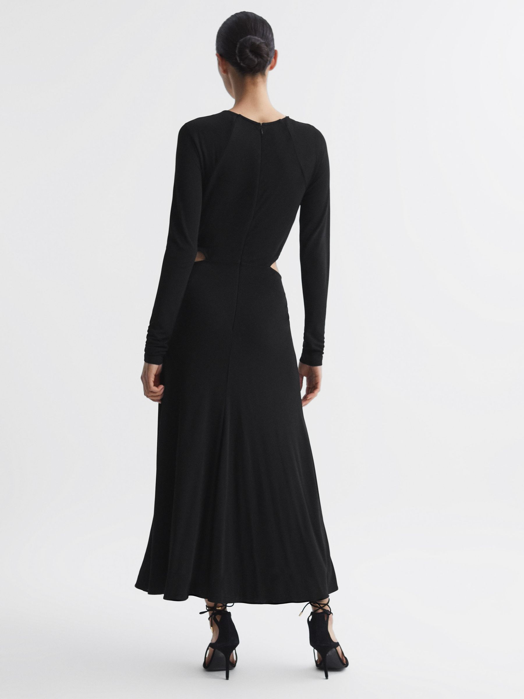 Twist Cut-Out Midi Dress in Black - Image 4 of 4