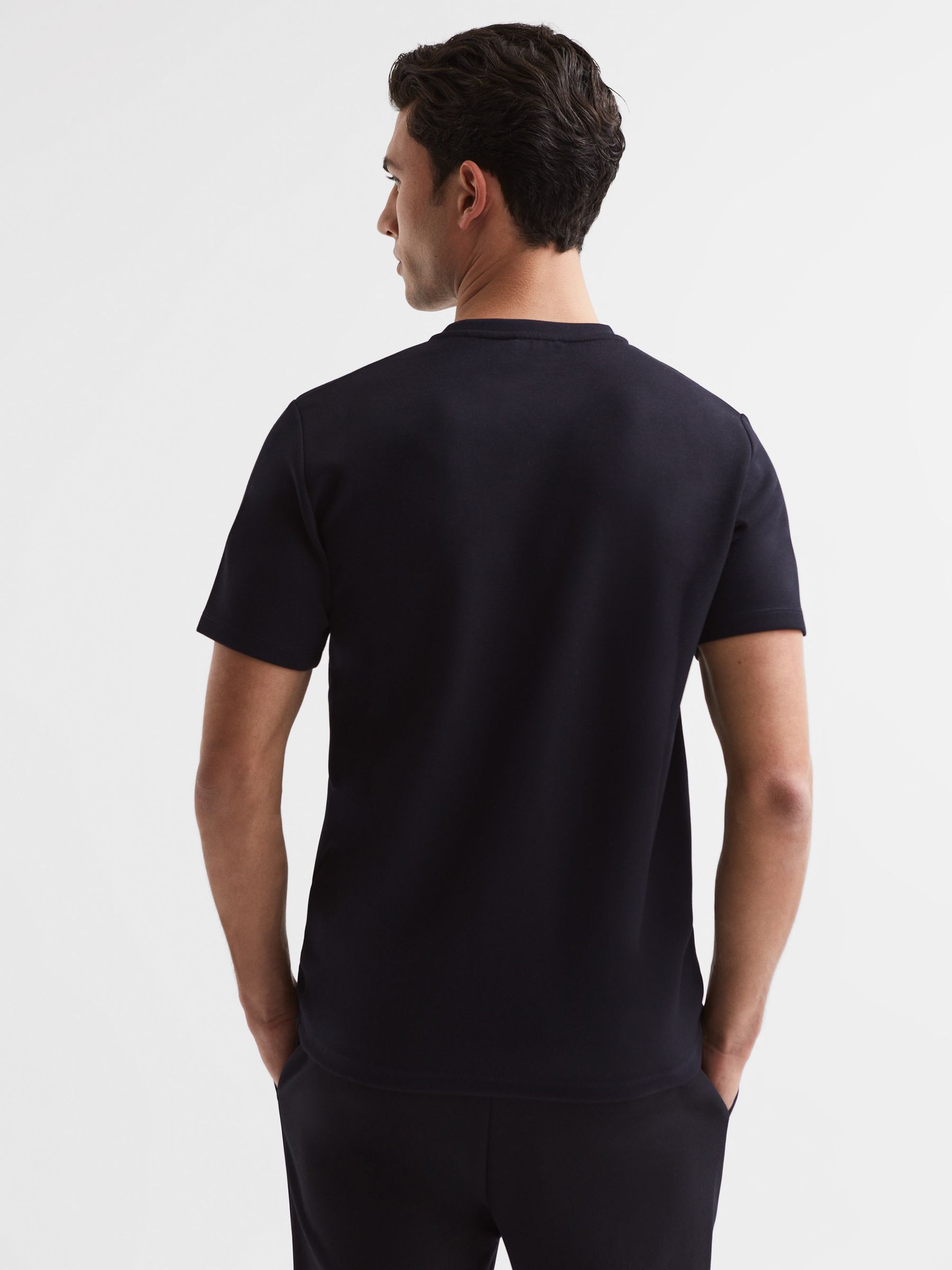 Interlock Jersey Crew Neck T-Shirt in Navy - Image 5 of 6