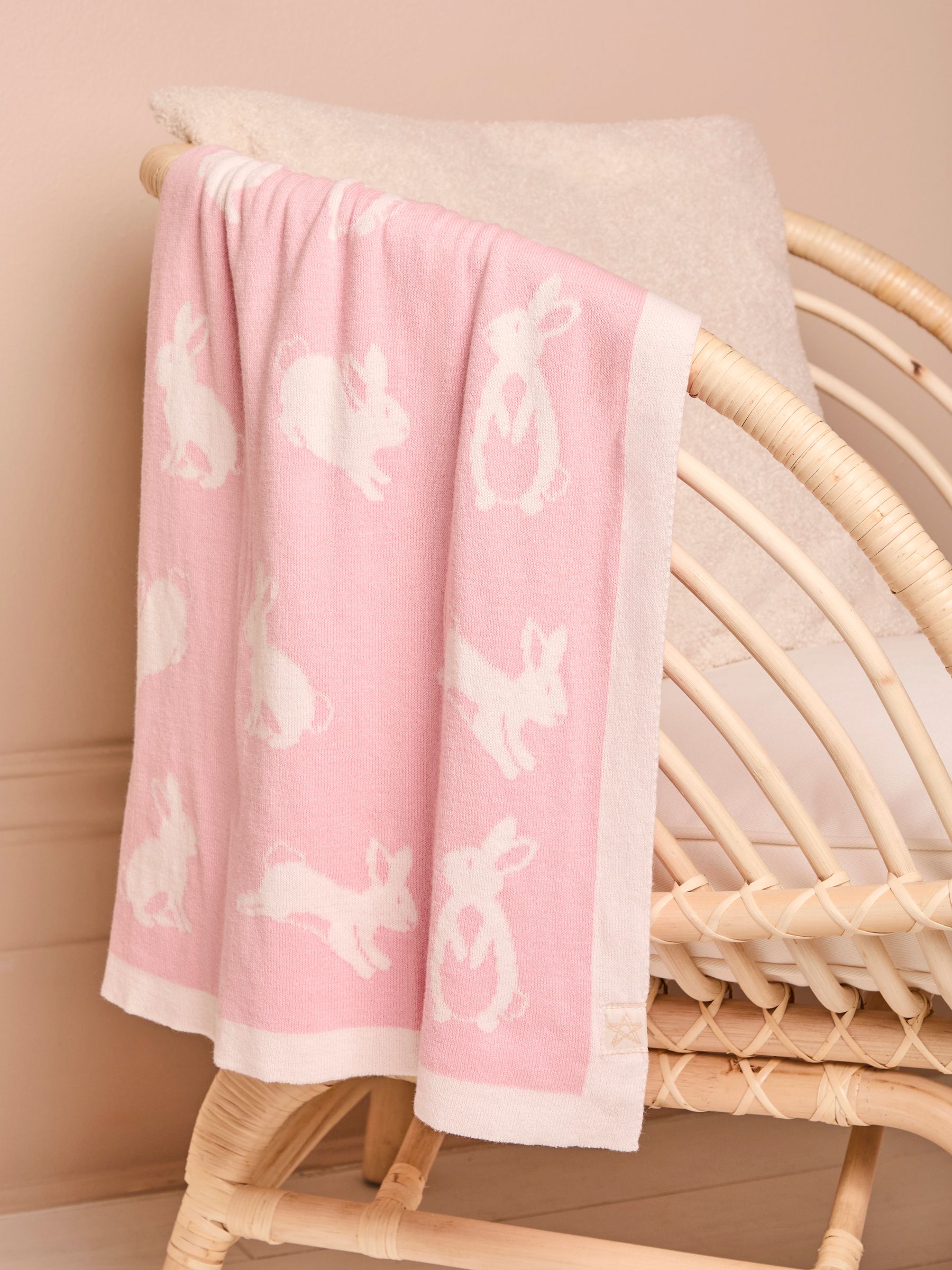 Pink Bunny Knit Shawl - Image 1 of 4