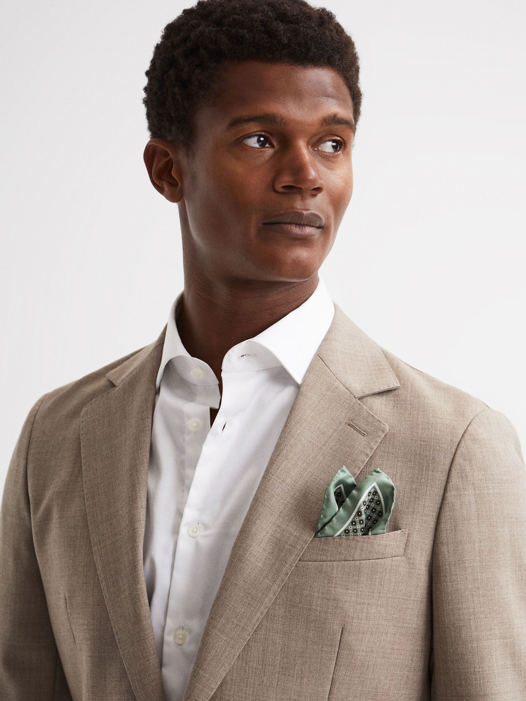 Silk Pocket Square in Light Green - Image 2 of 5