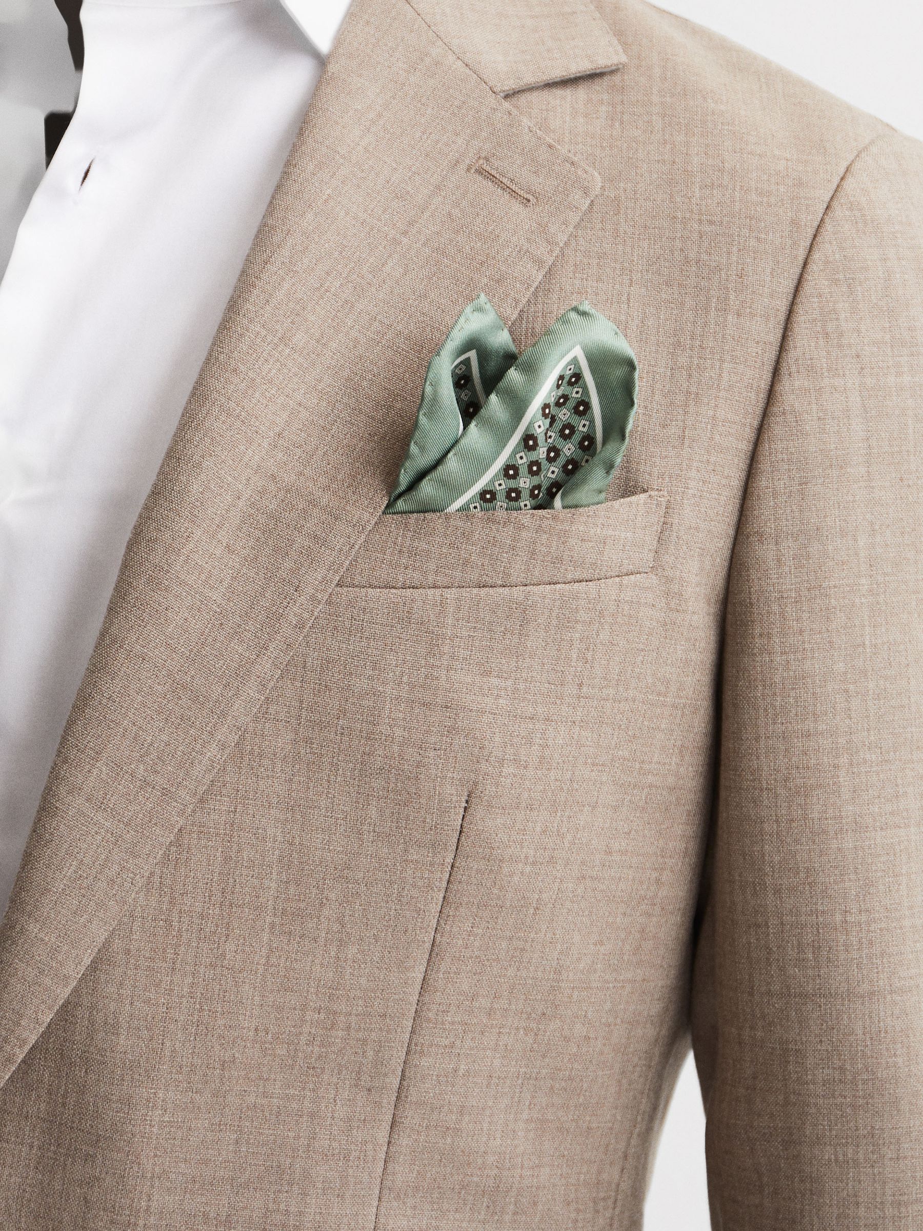 Silk Pocket Square in Light Green - Image 3 of 5