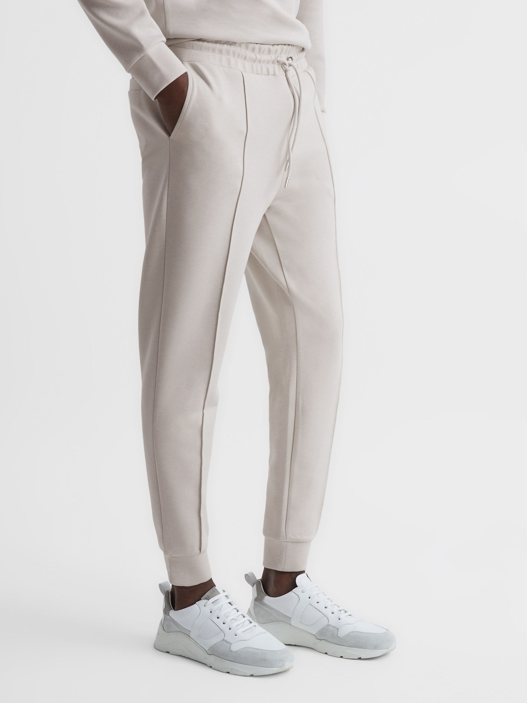 white fitted joggers