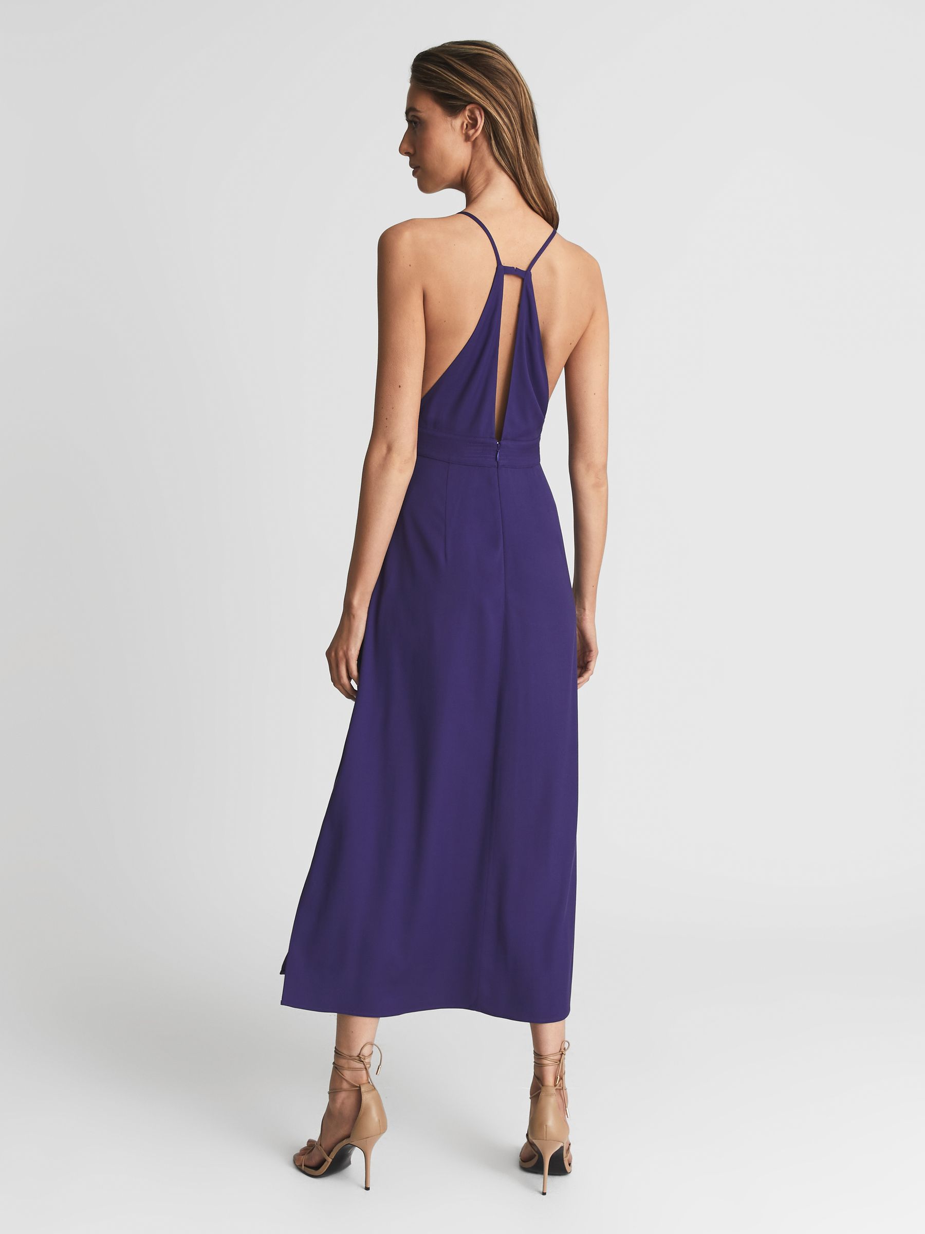Plunge Bodycon Midi Dress in Purple - Image 5 of 6