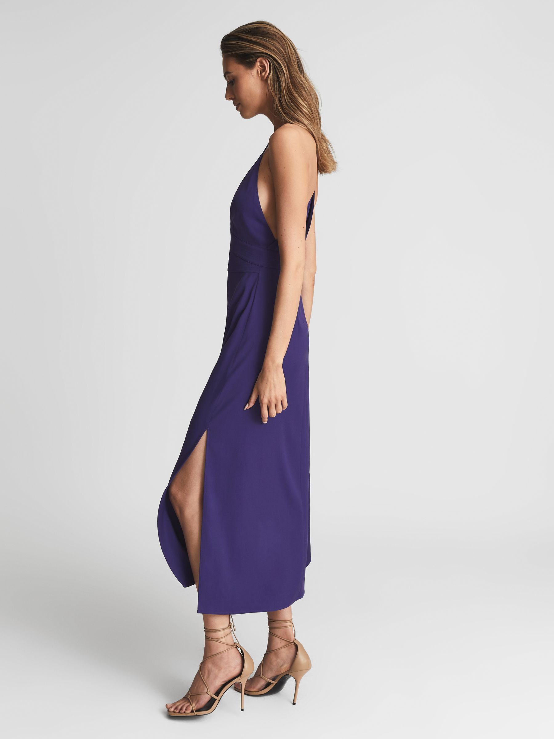 Plunge Bodycon Midi Dress in Purple - Image 6 of 6