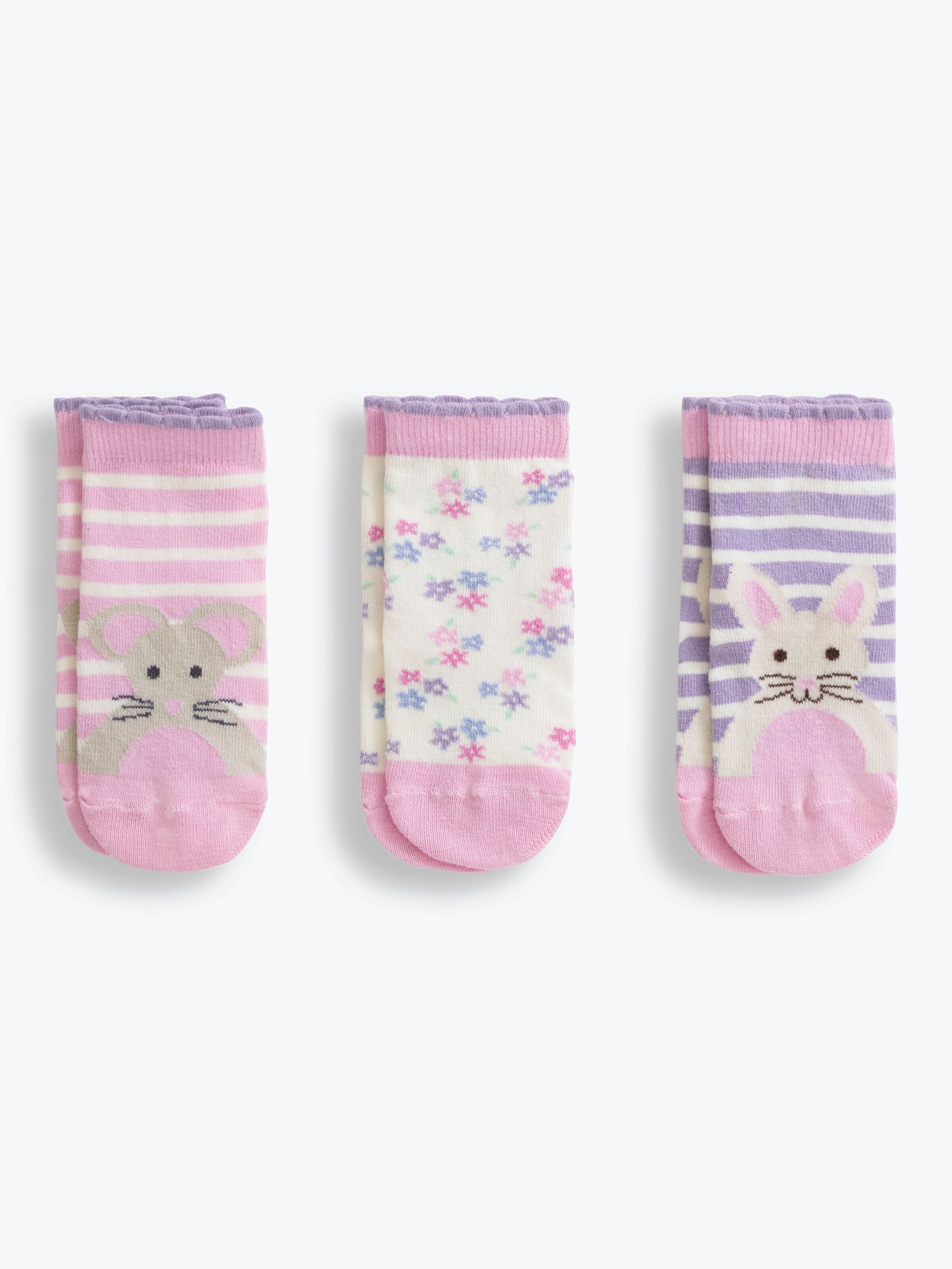 Pink Girls' 3-Pack Bunny Socks - Image 1 of 2