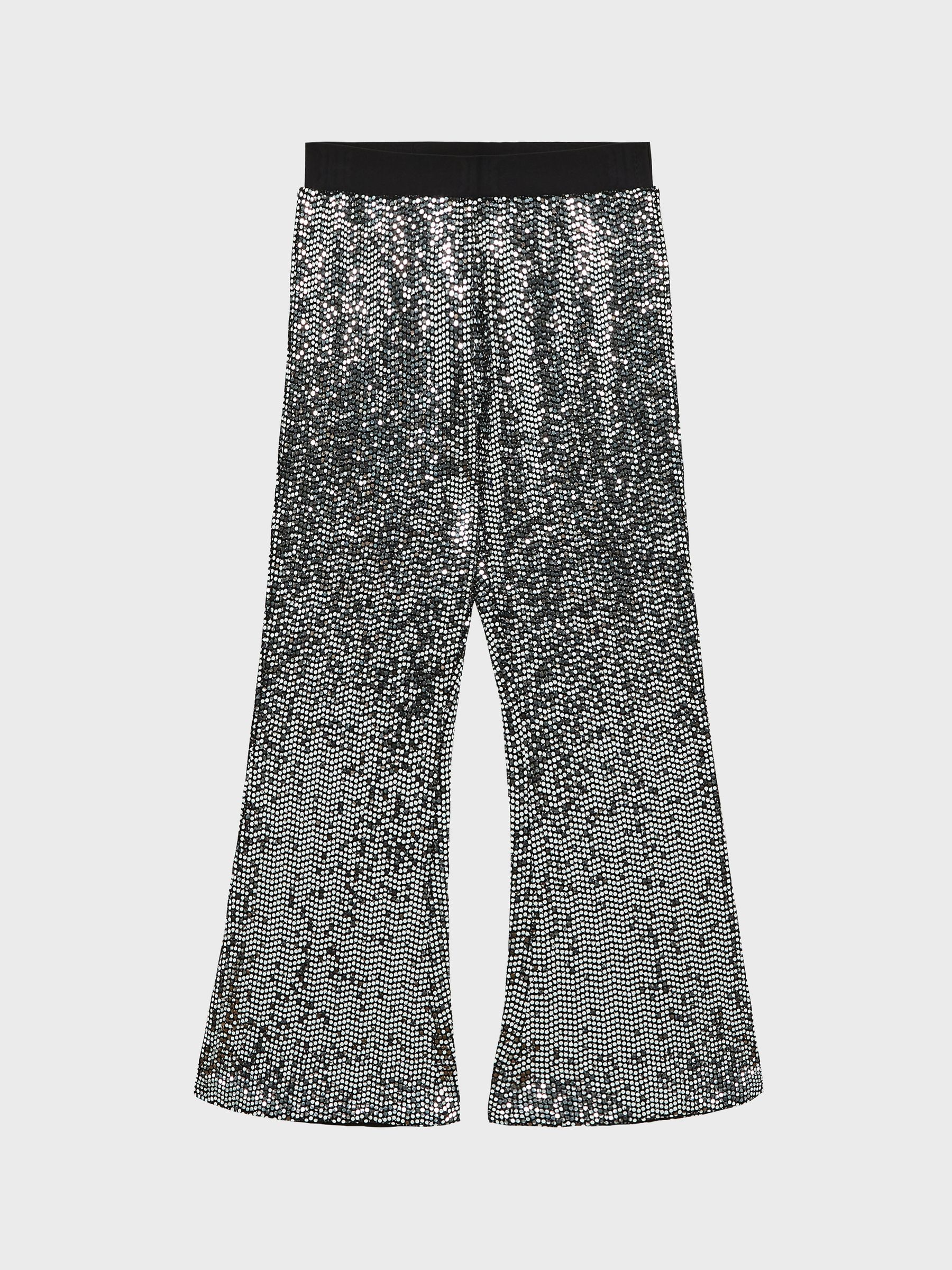 Junior Sequin Flare Occasion Trousers in Silver - Image 2 of 7