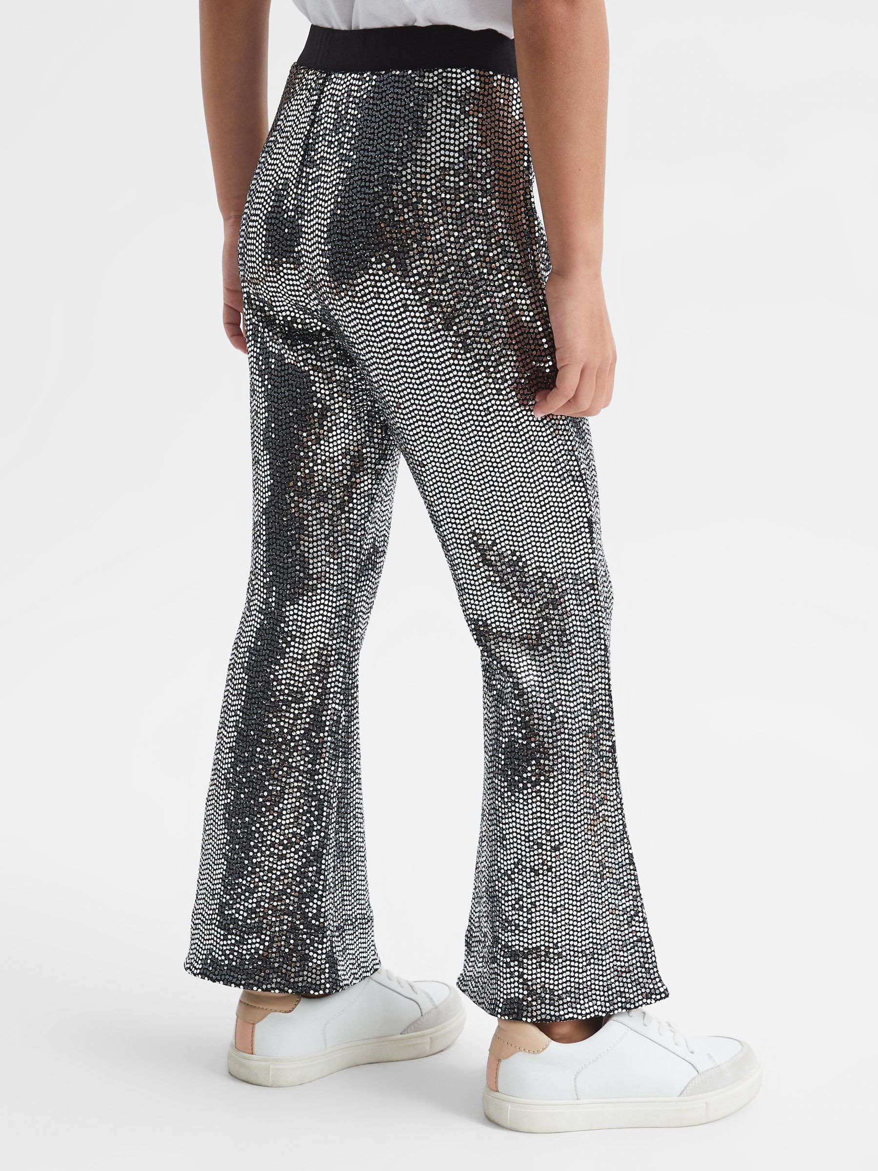 Junior Sequin Flare Occasion Trousers in Silver - Image 5 of 7