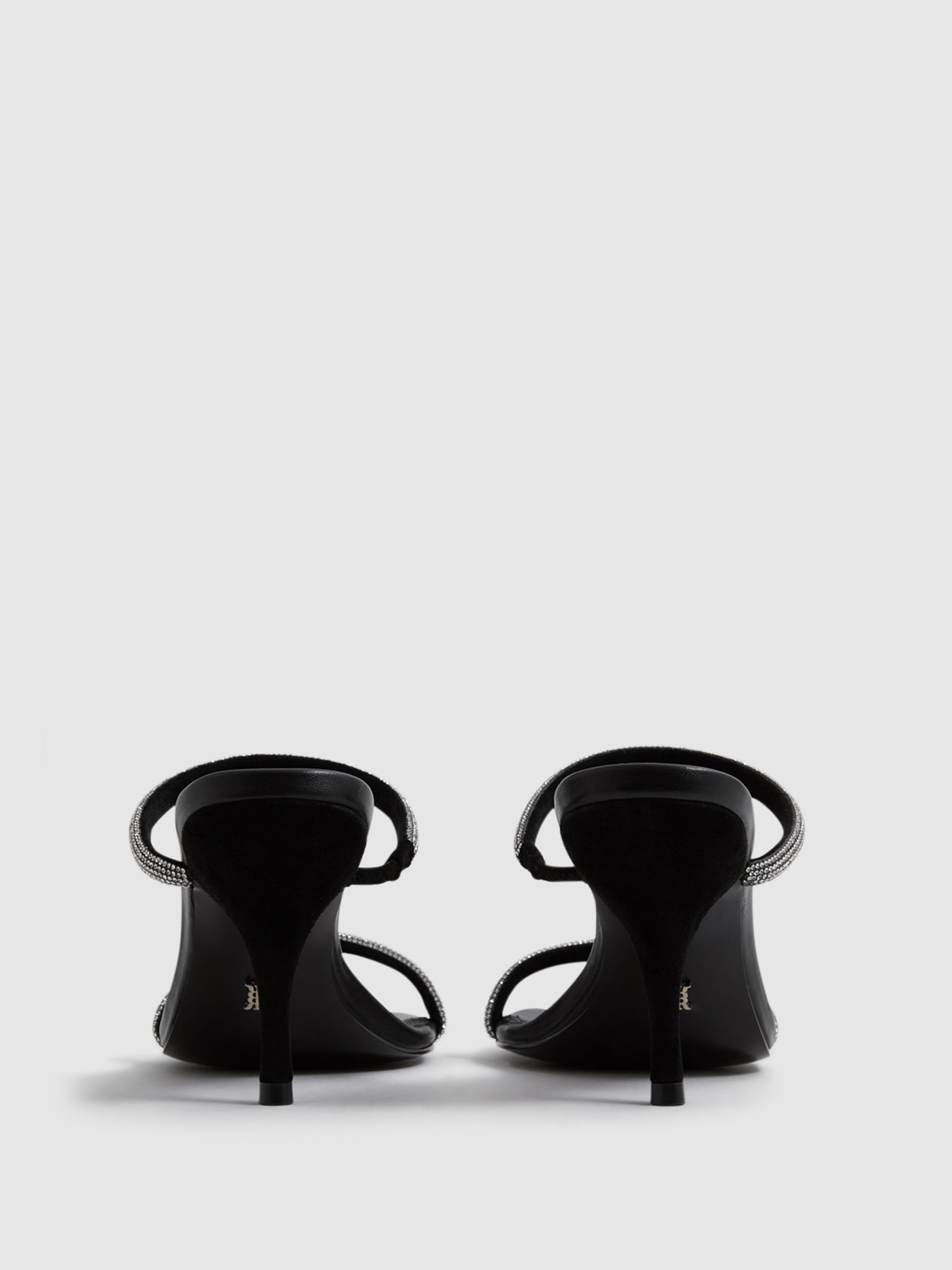 Crystal Mid Heel Sandals in Black - Image 5 of 6