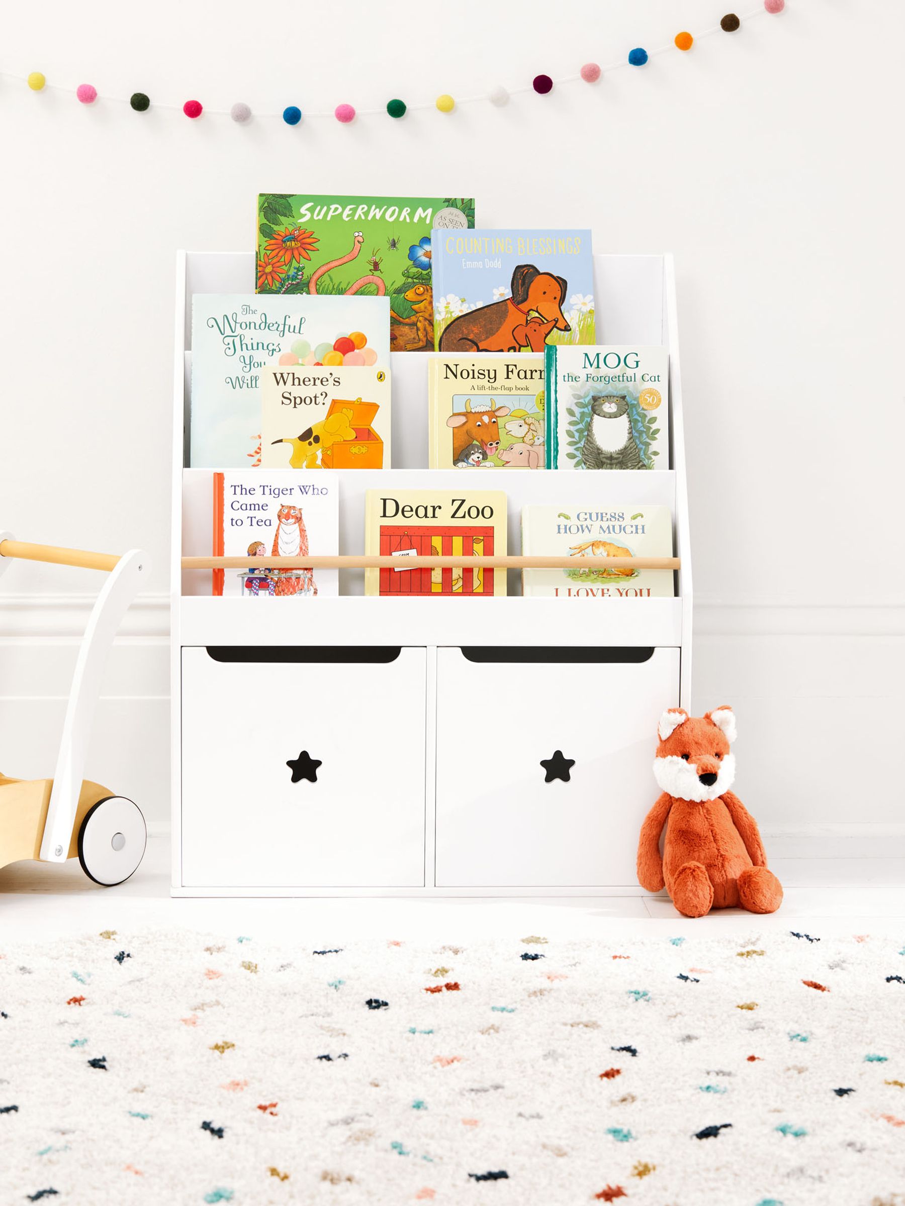 Star Book and Toy Organiser in White - Image 1 of 3