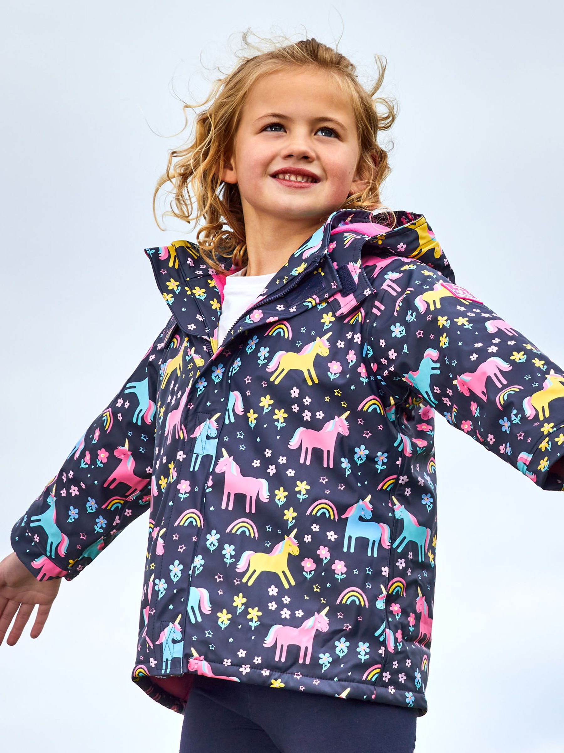 Navy Blue Unicorn Cosy Waterproof Jacket JoJo Maman Bébé