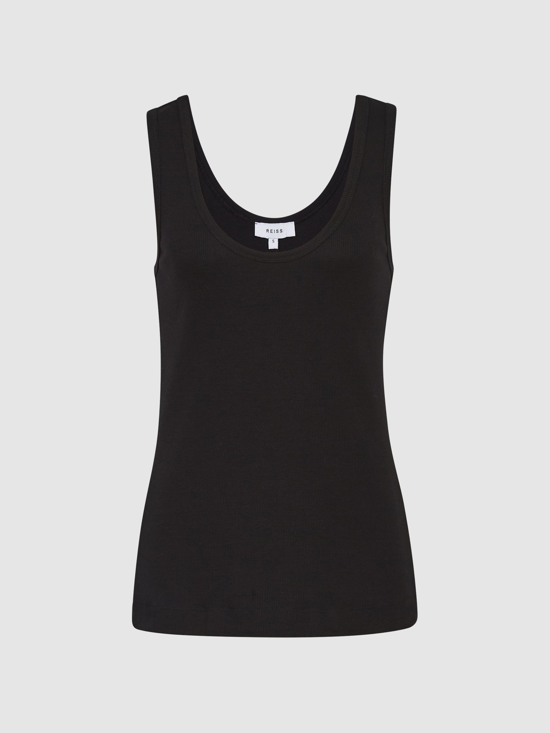Scoop Neck Jersey Vest Top in Black - Image 2 of 6