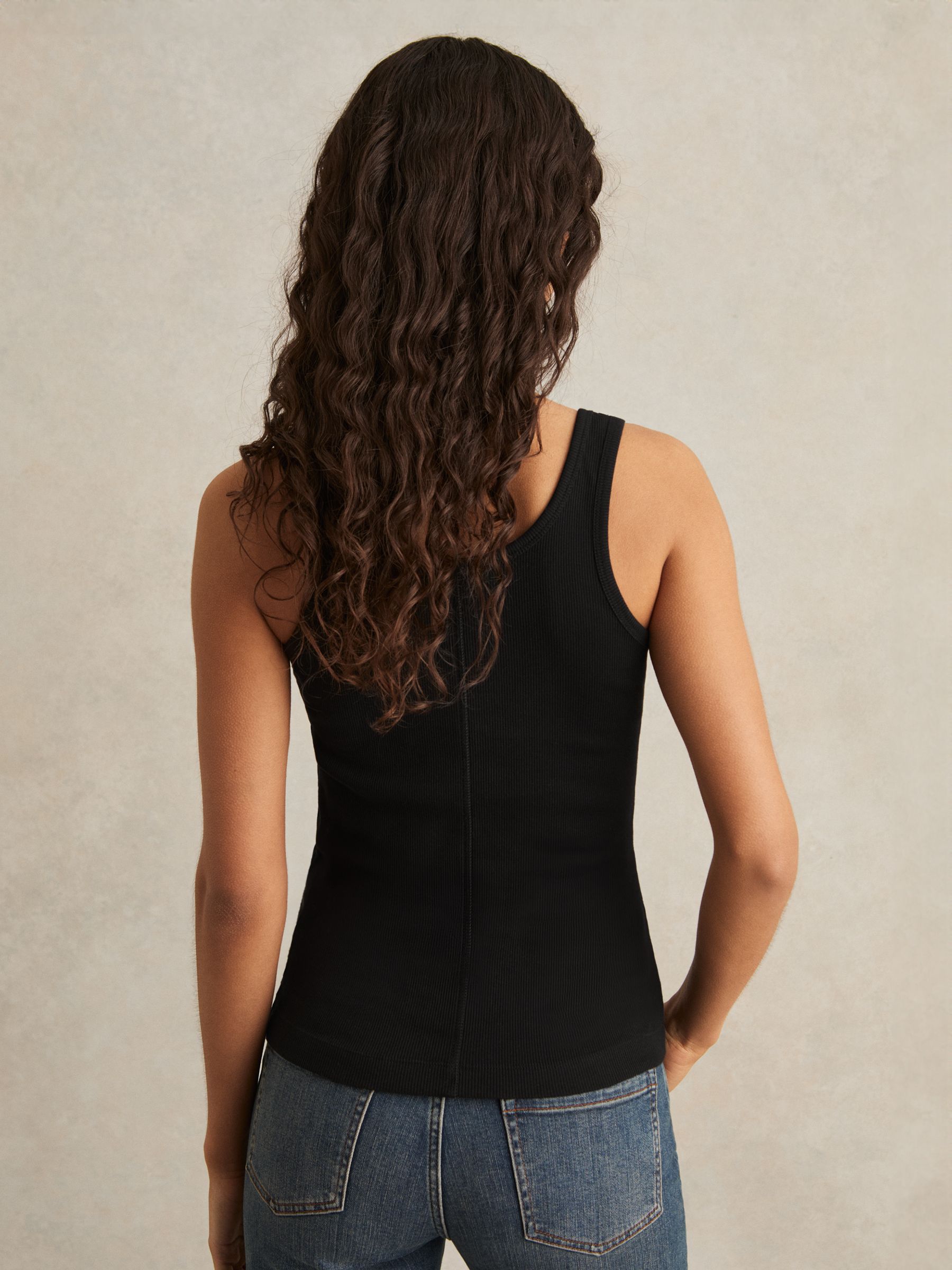 Scoop Neck Jersey Vest Top in Black - Image 6 of 6