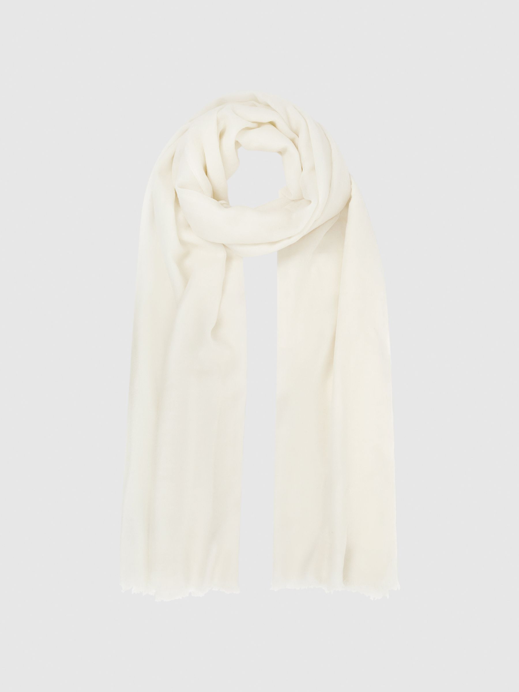 Wool-Cashmere Lightweight Scarf in Off White - Image 3 of 4