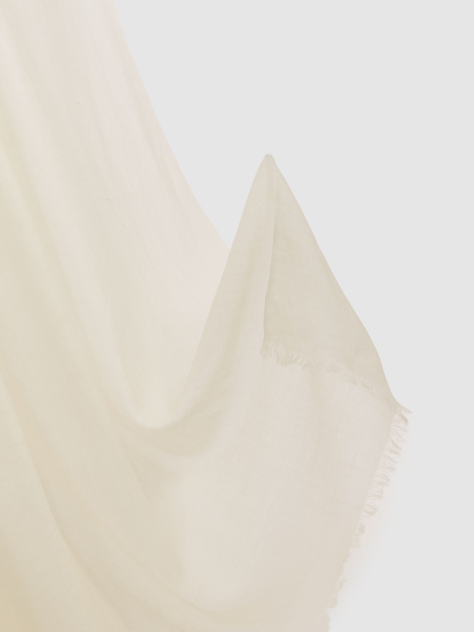 Wool-Cashmere Lightweight Scarf in Off White - image 3