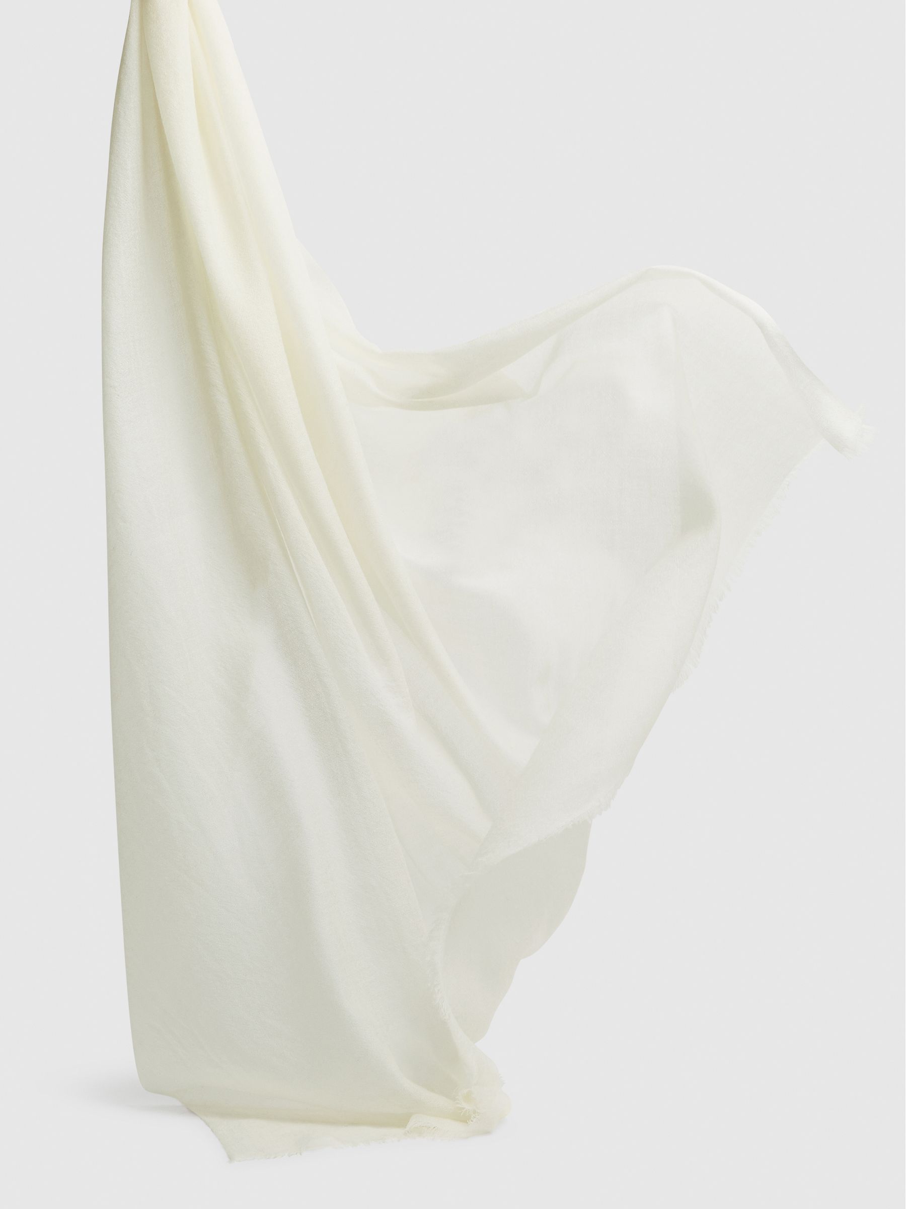 Wool-Cashmere Lightweight Scarf in Off White - Image 4 of 4