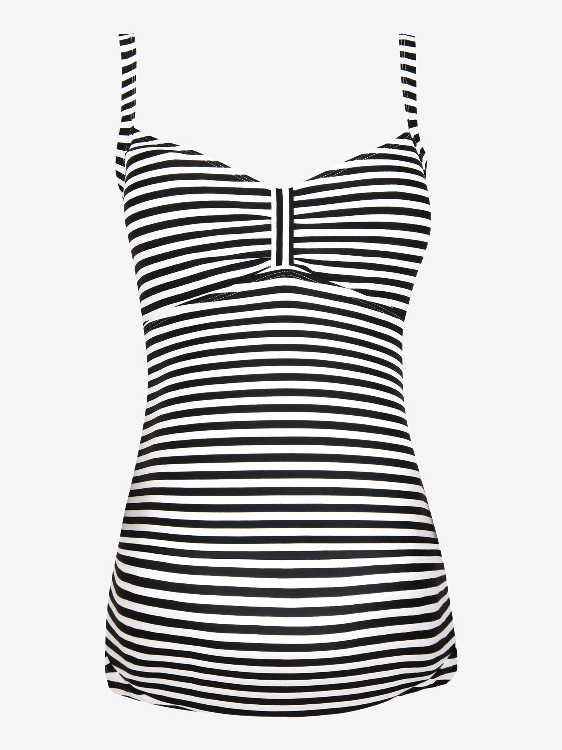Black White Stripe Stripe Maternity Tankini Set - Image 3 of 5