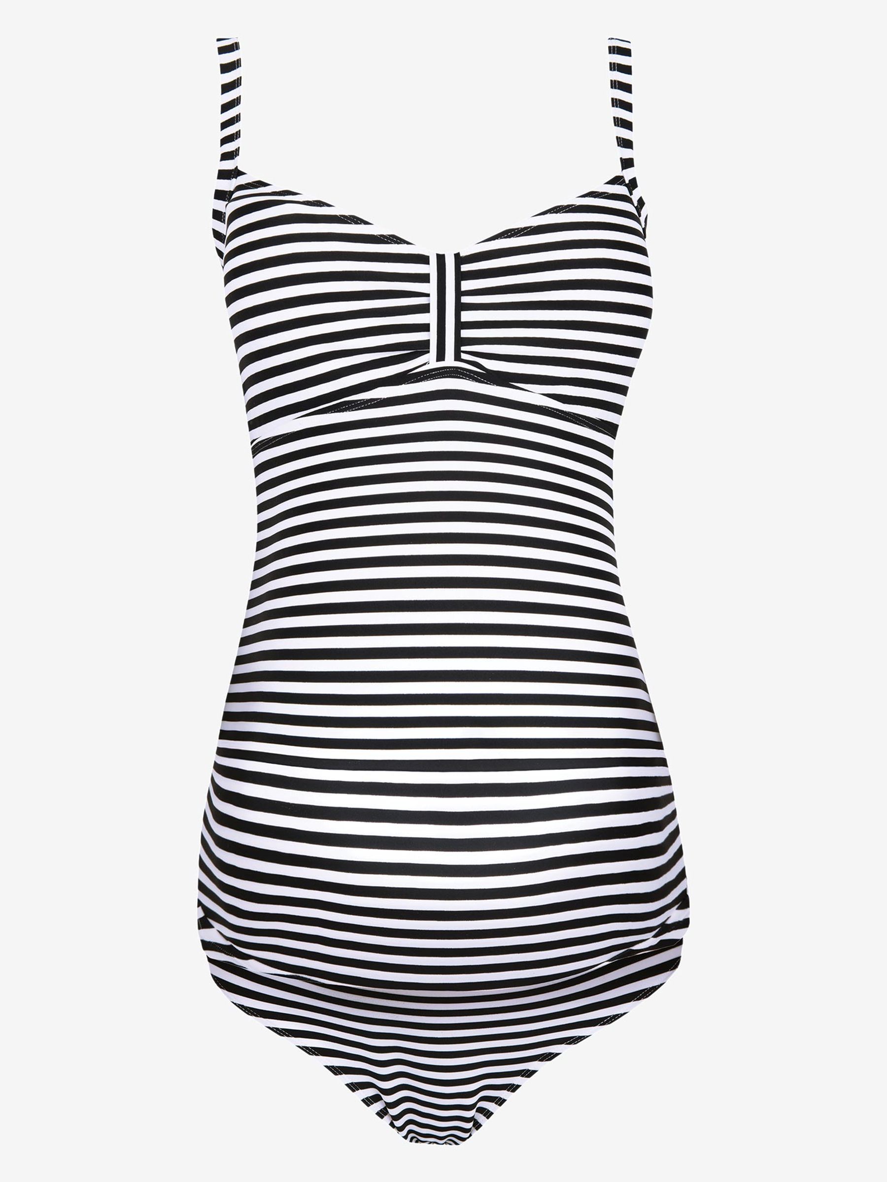 Black White Stripe Stripe Maternity Tankini Set - Image 4 of 5