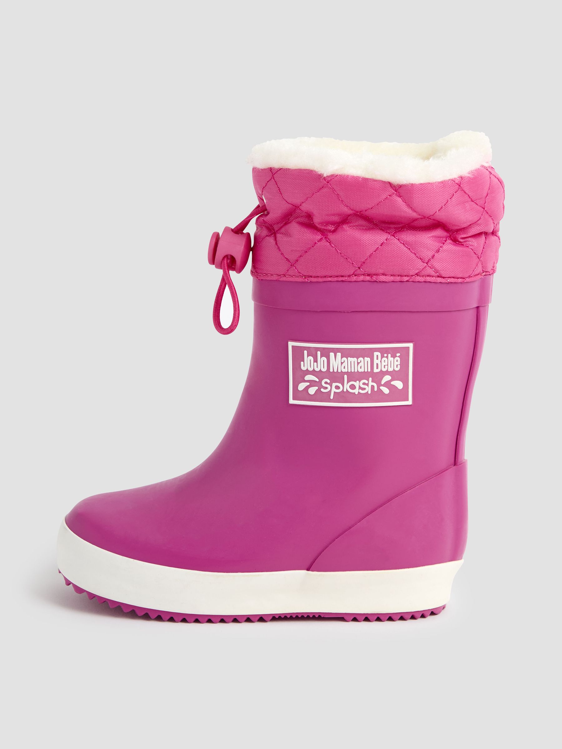 Fuchsia Pink Cosy Lined Drawstring Top Wellies - Image 3 of 4