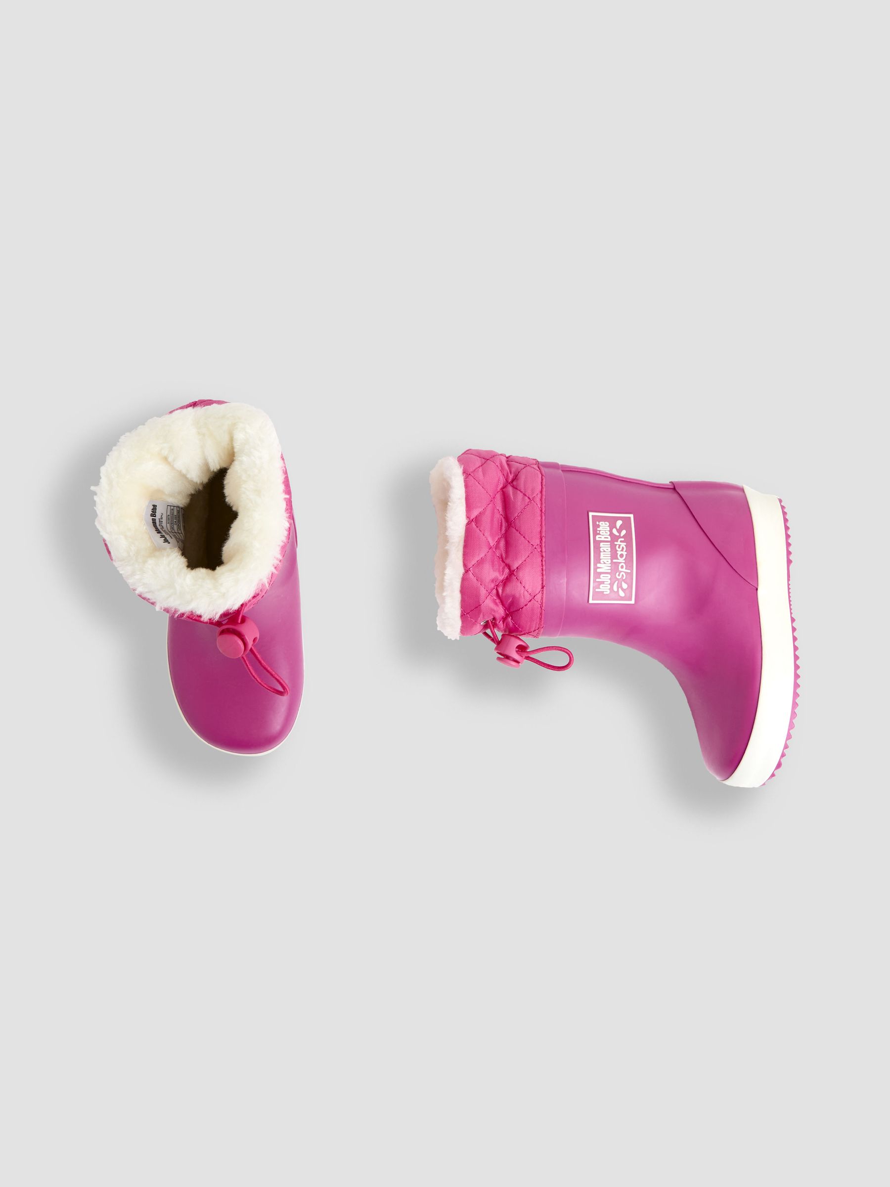 Fuchsia Pink Cosy Lined Drawstring Top Wellies - Image 4 of 4