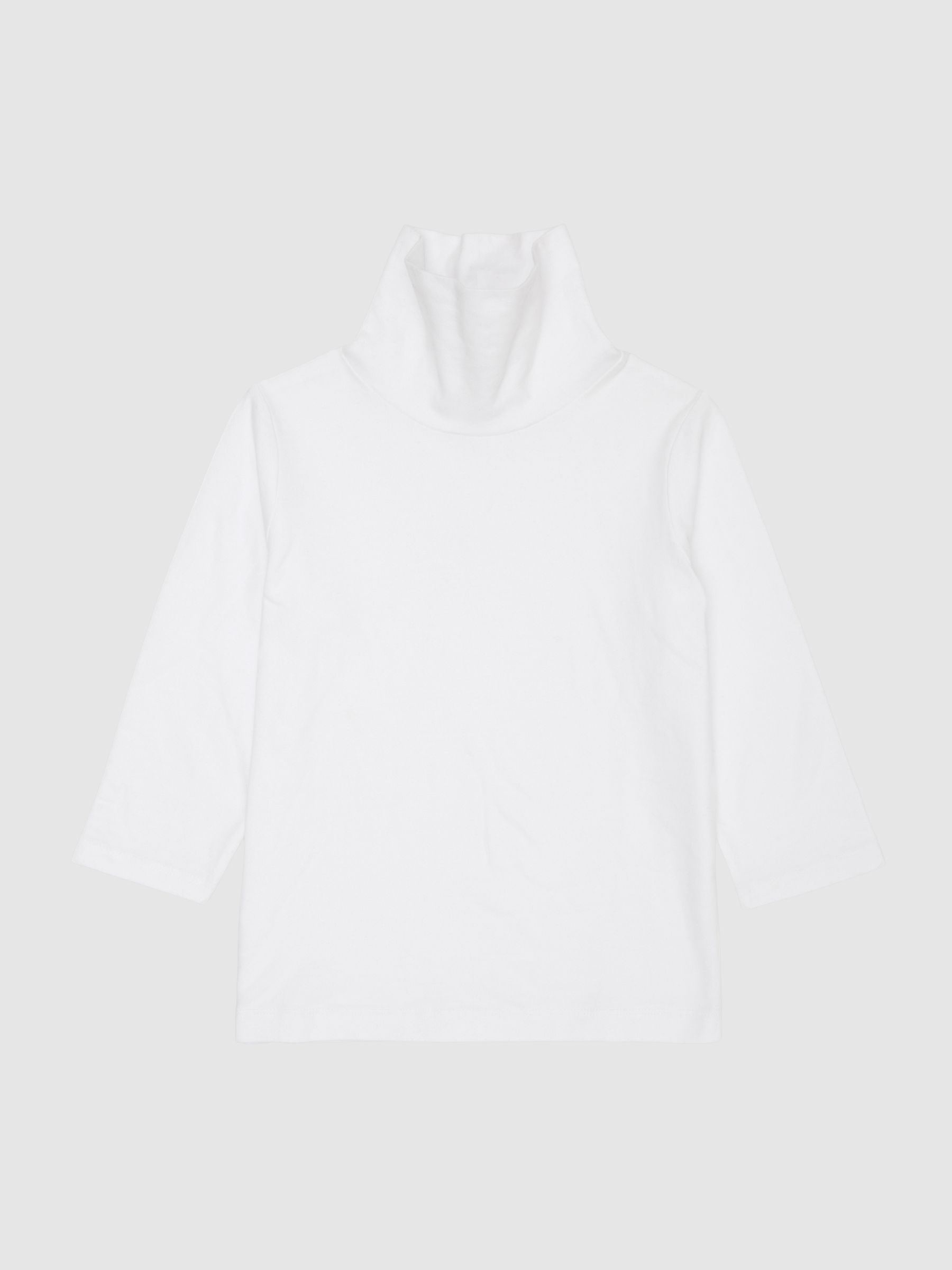 9-14 yrs Cotton Blend Roll Neck Top in Ivory - Image 2 of 8