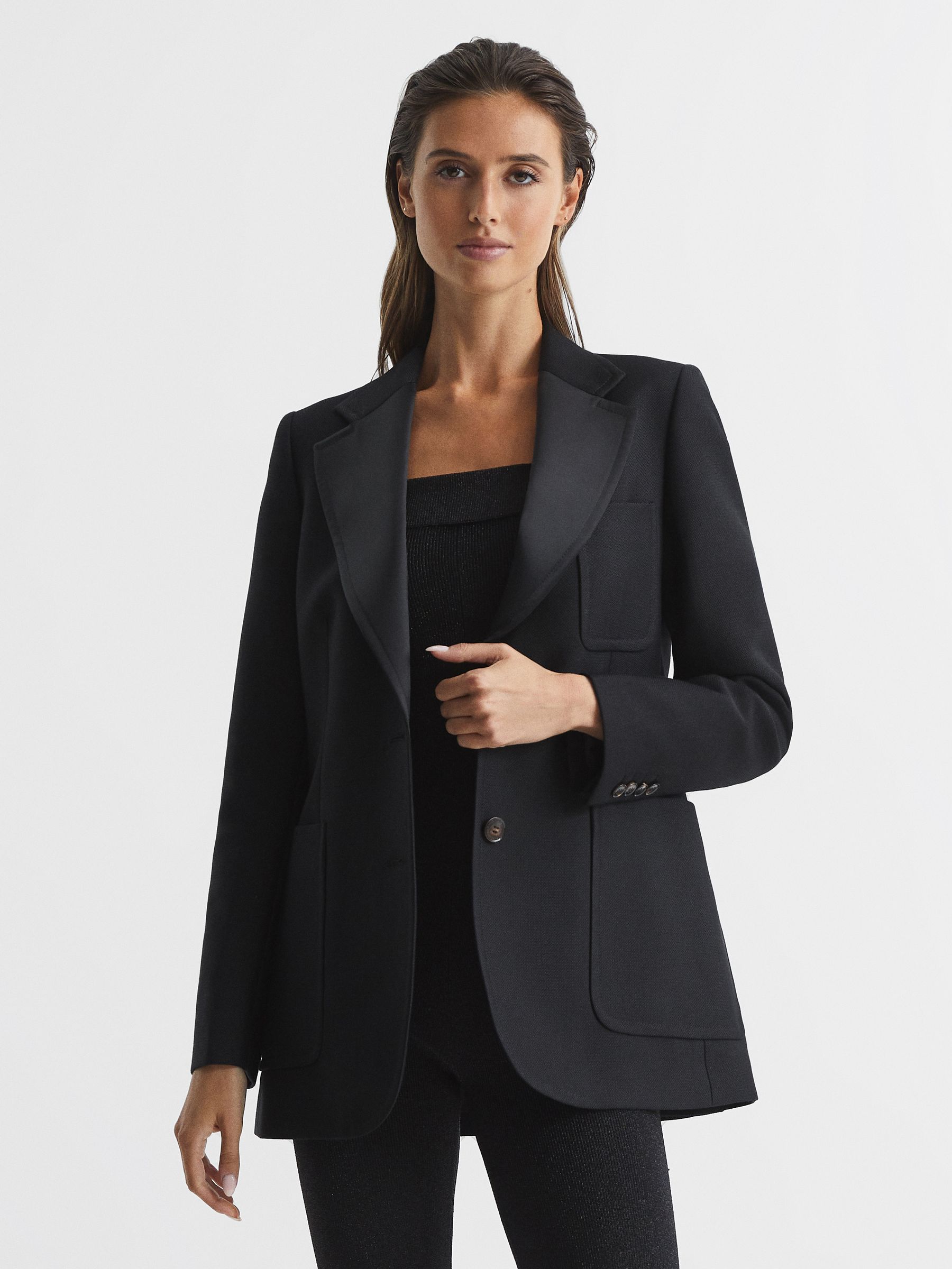 Single Breasted Tailored Blazer in Black - Image 1 of 6
