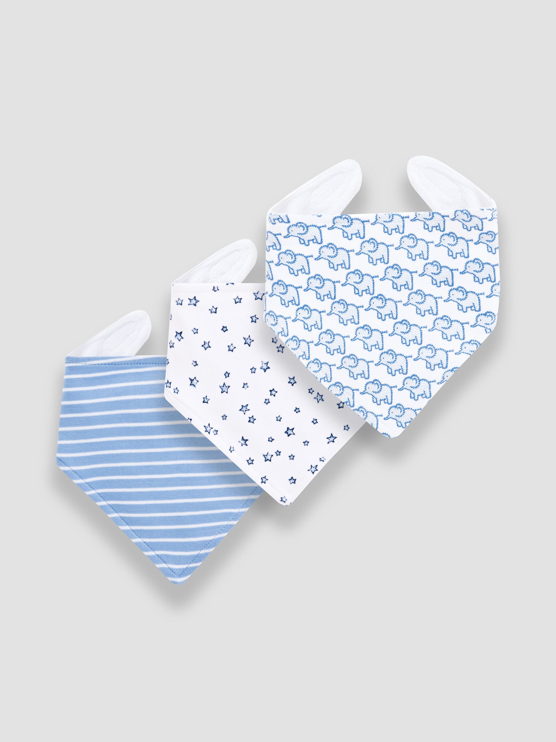 Baby Blue 3-Pack Cotton Baby Dribble Bibs - Image 1 of 4