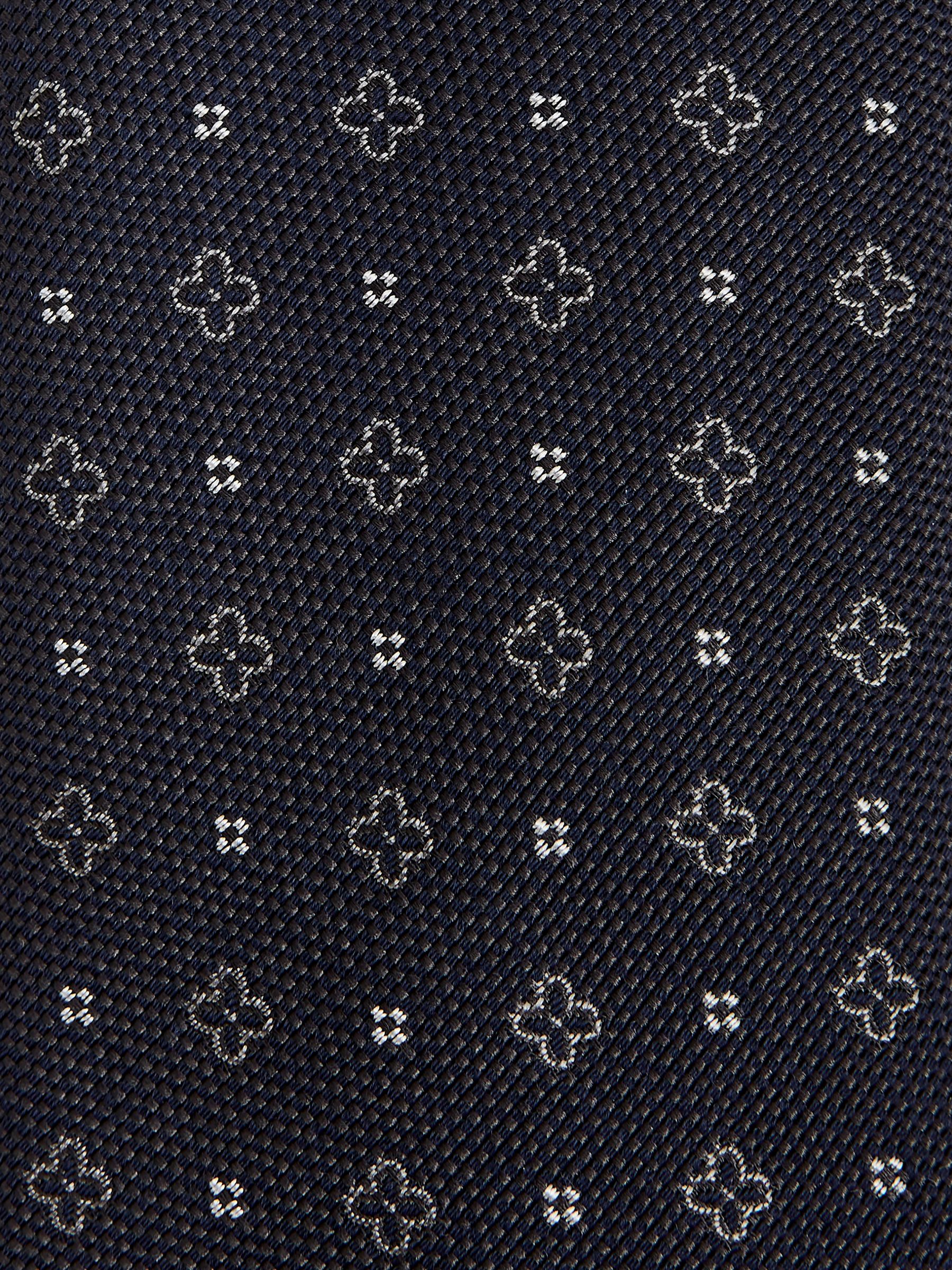 Ditsy Geo Print Wool Silk Tie in Navy - Image 5 of 5