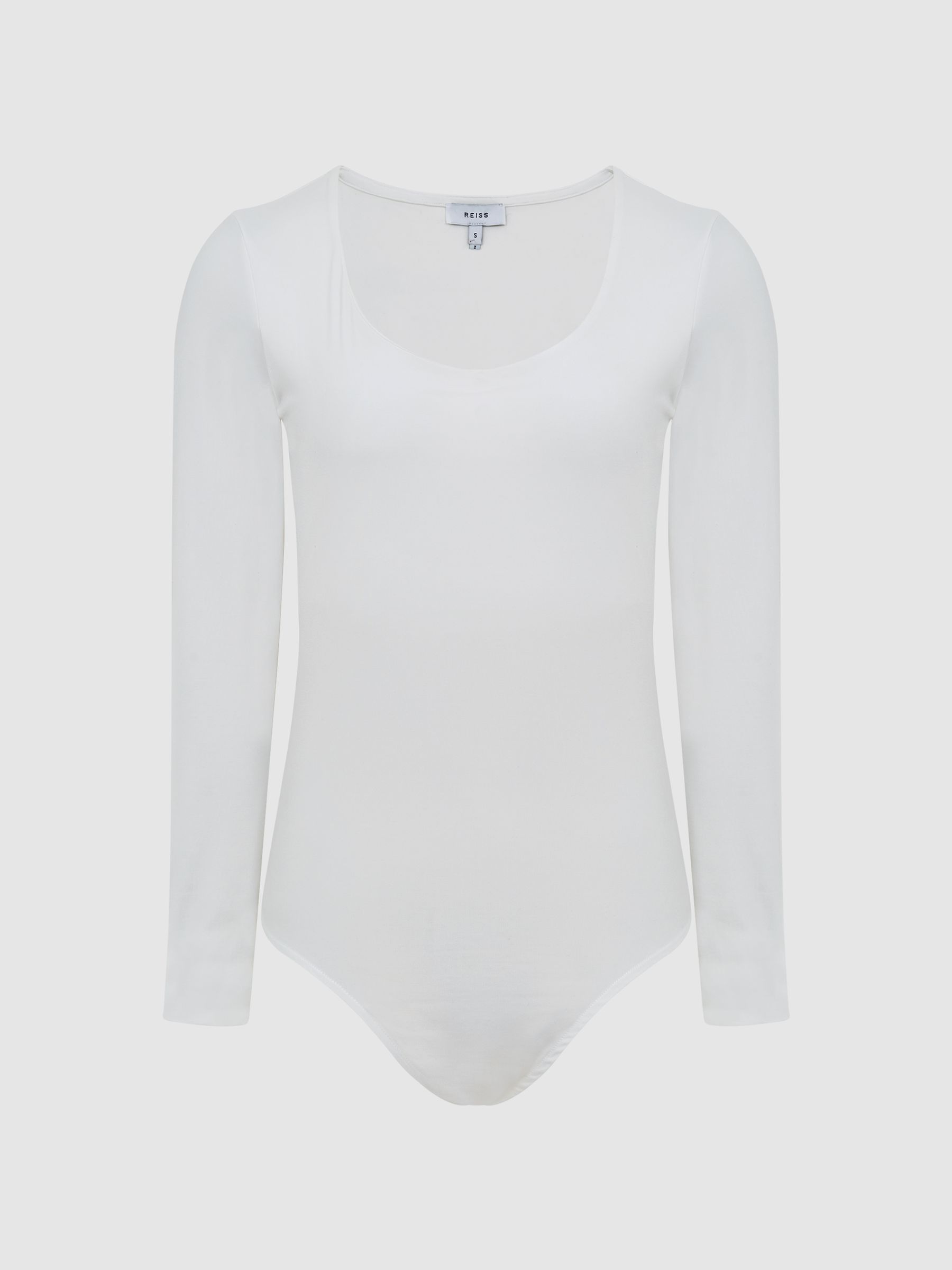 Long Sleeve Scoop Neck Body in White - Image 2 of 6