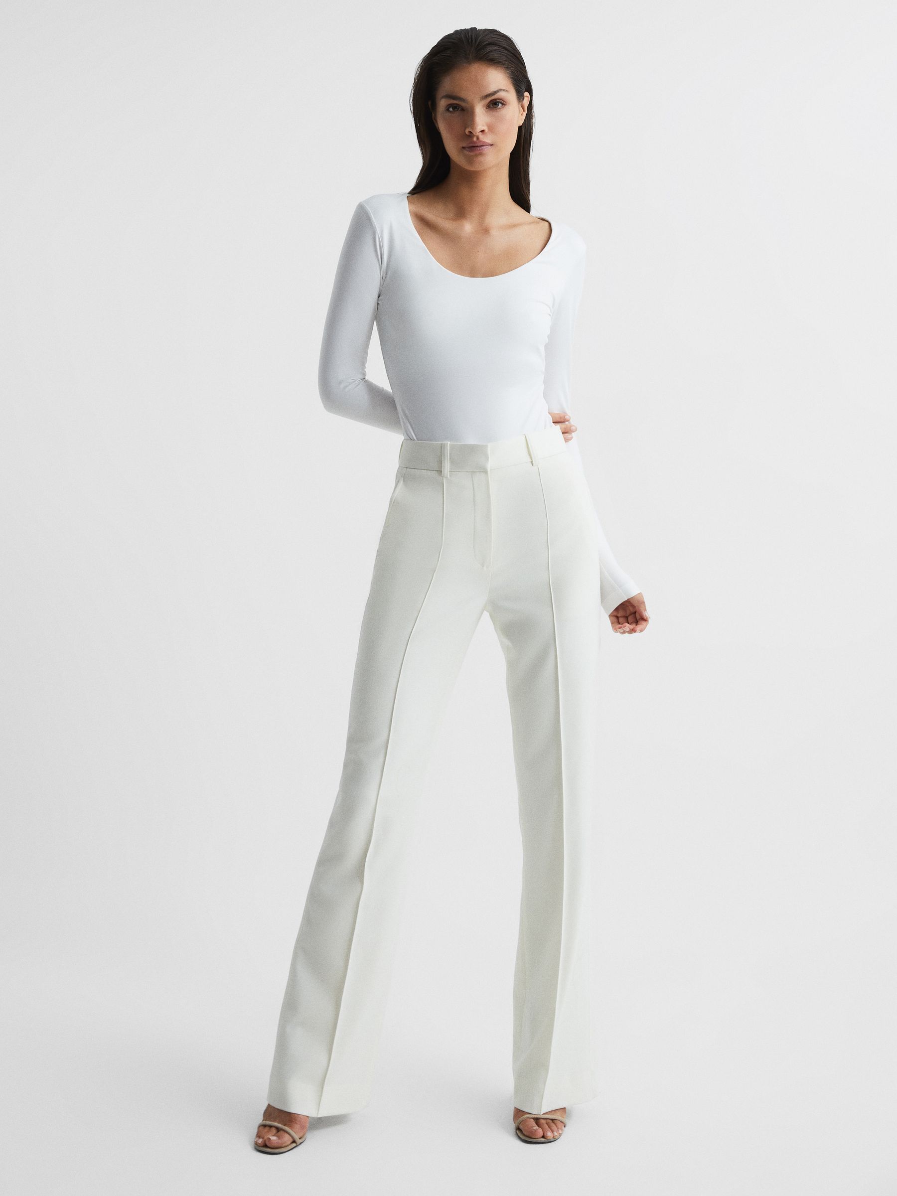 Long Sleeve Scoop Neck Body in White - Image 3 of 6