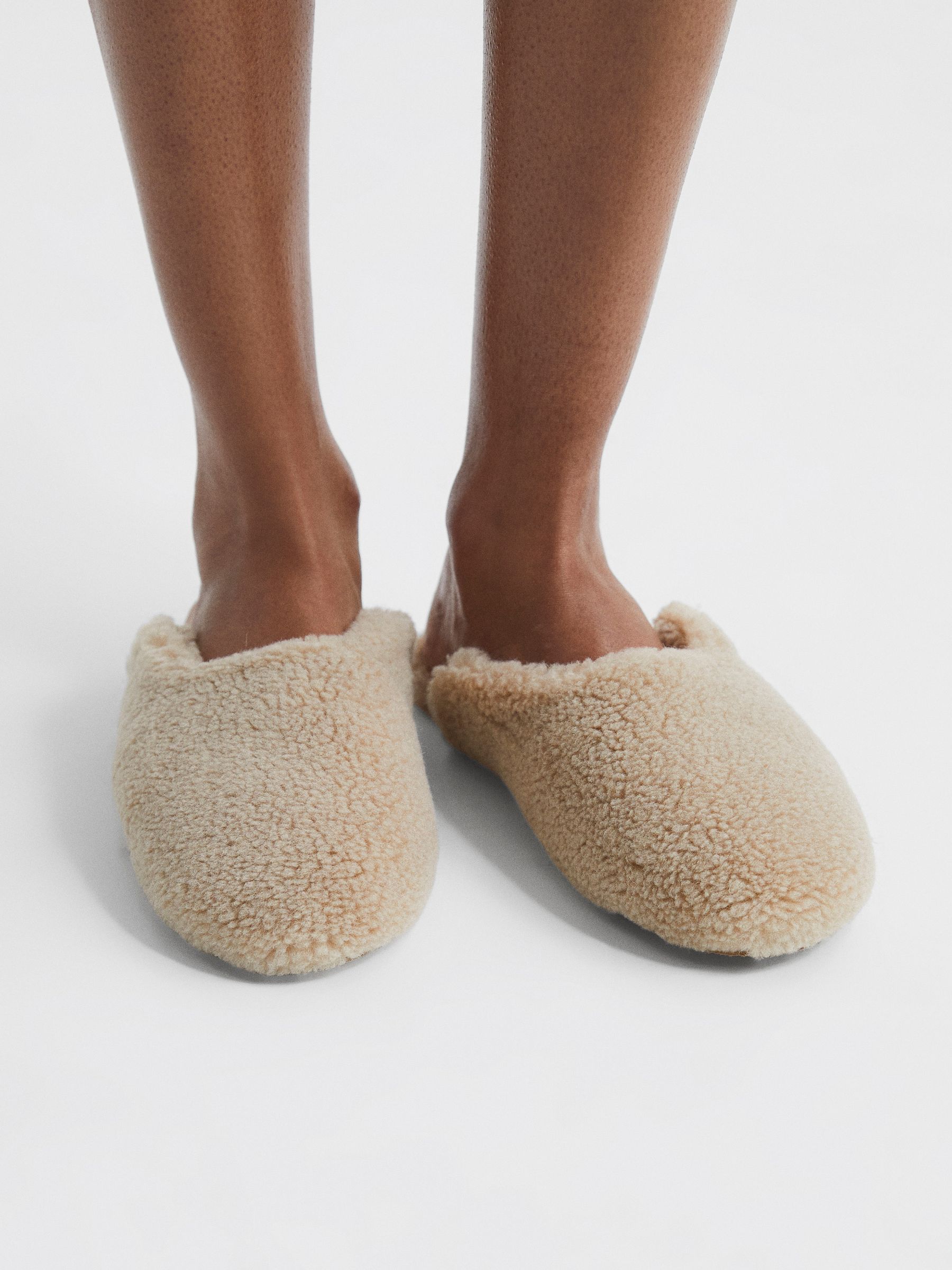 Faux Shearling Slippers in Camel - Image 3 of 6