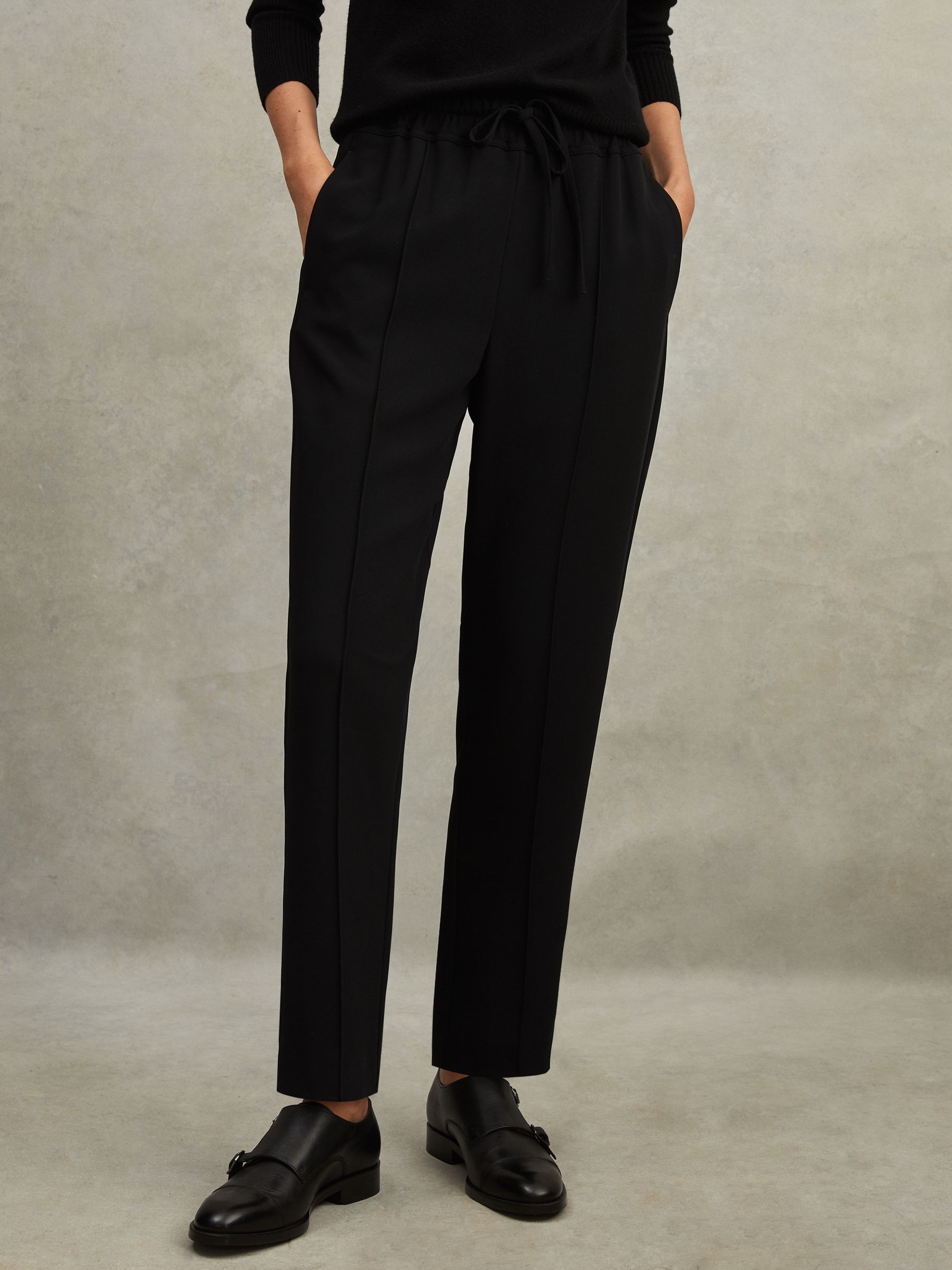 Petite Tapered Pull On Trousers in Black - Image 1 of 7