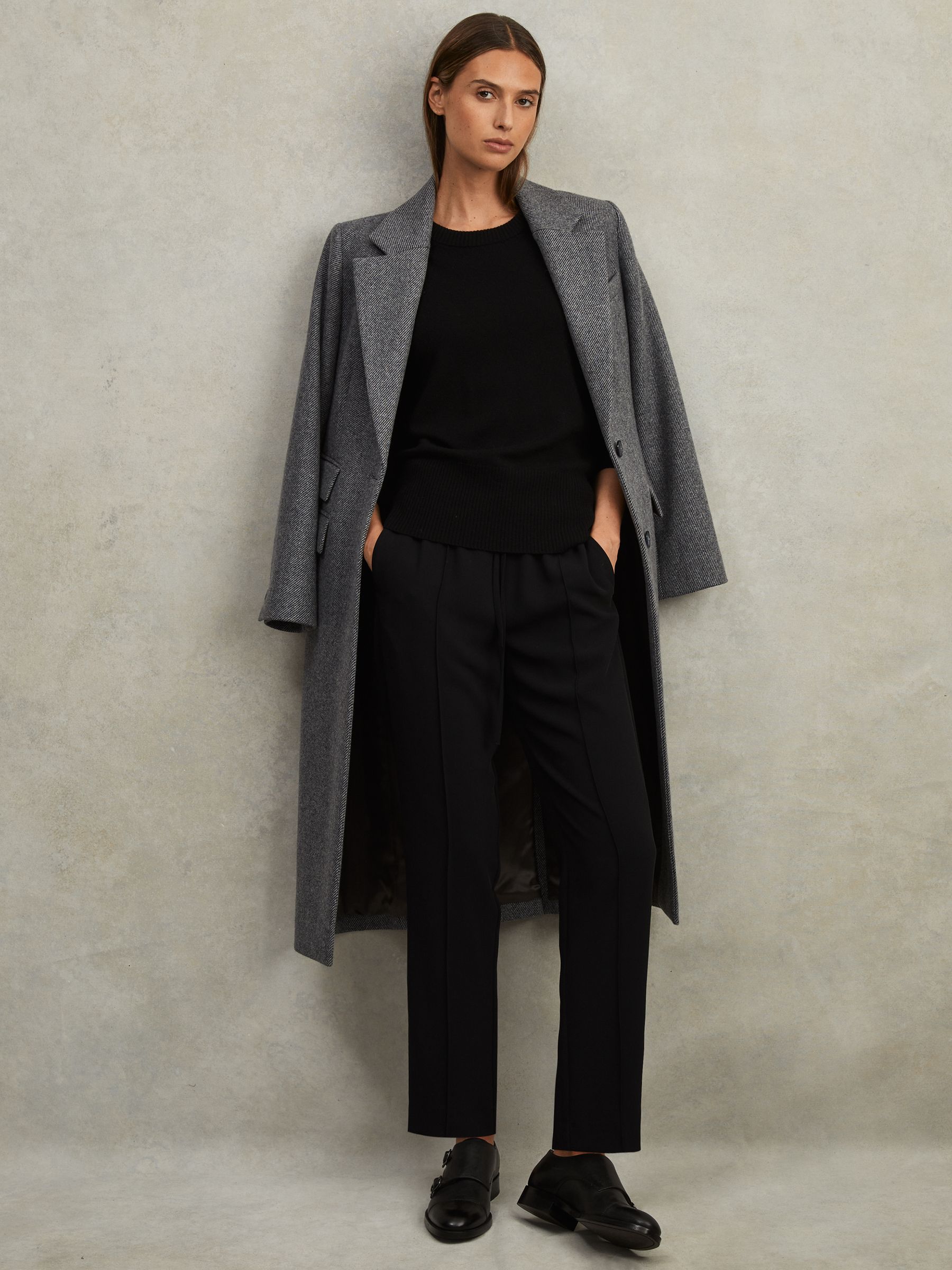 Petite Tapered Pull On Trousers in Black - image 3