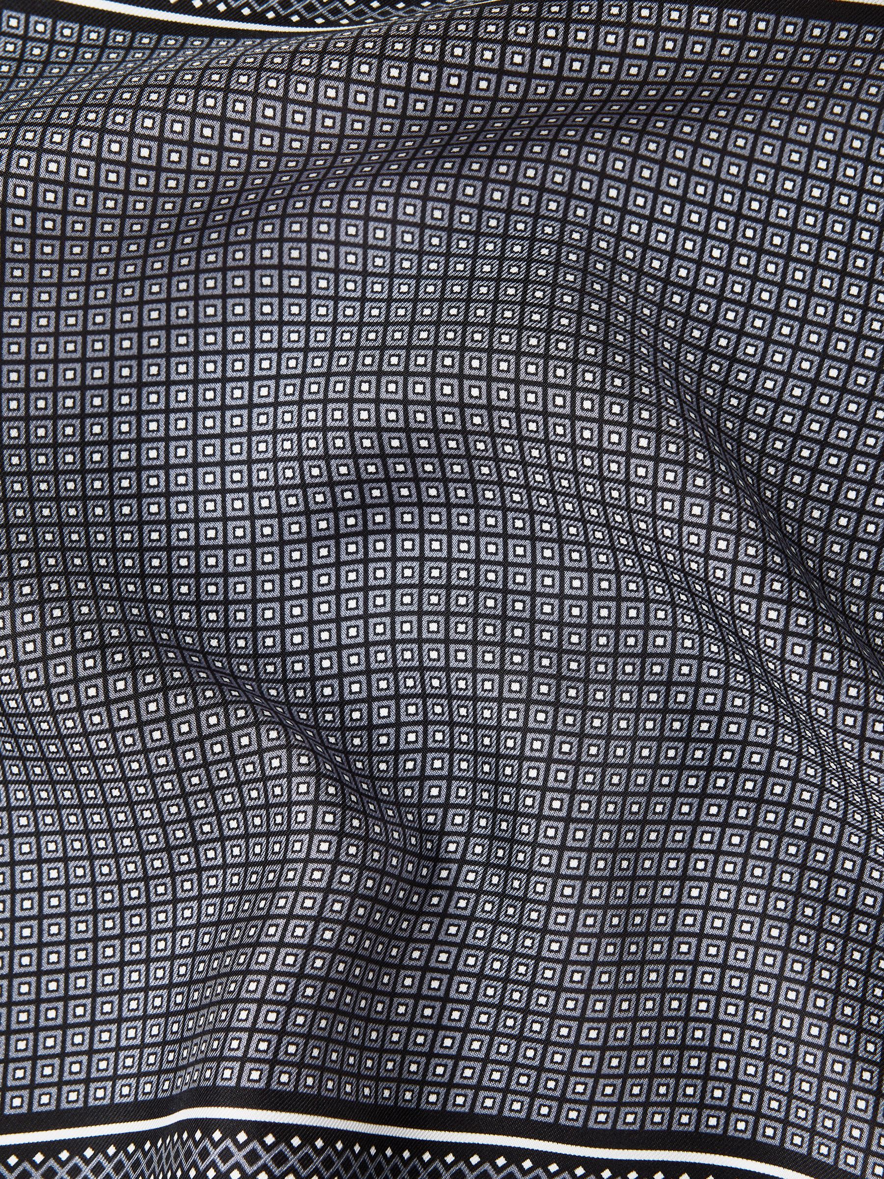 Geo Border Printed Silk Pocket Square in Black - Image 5 of 5