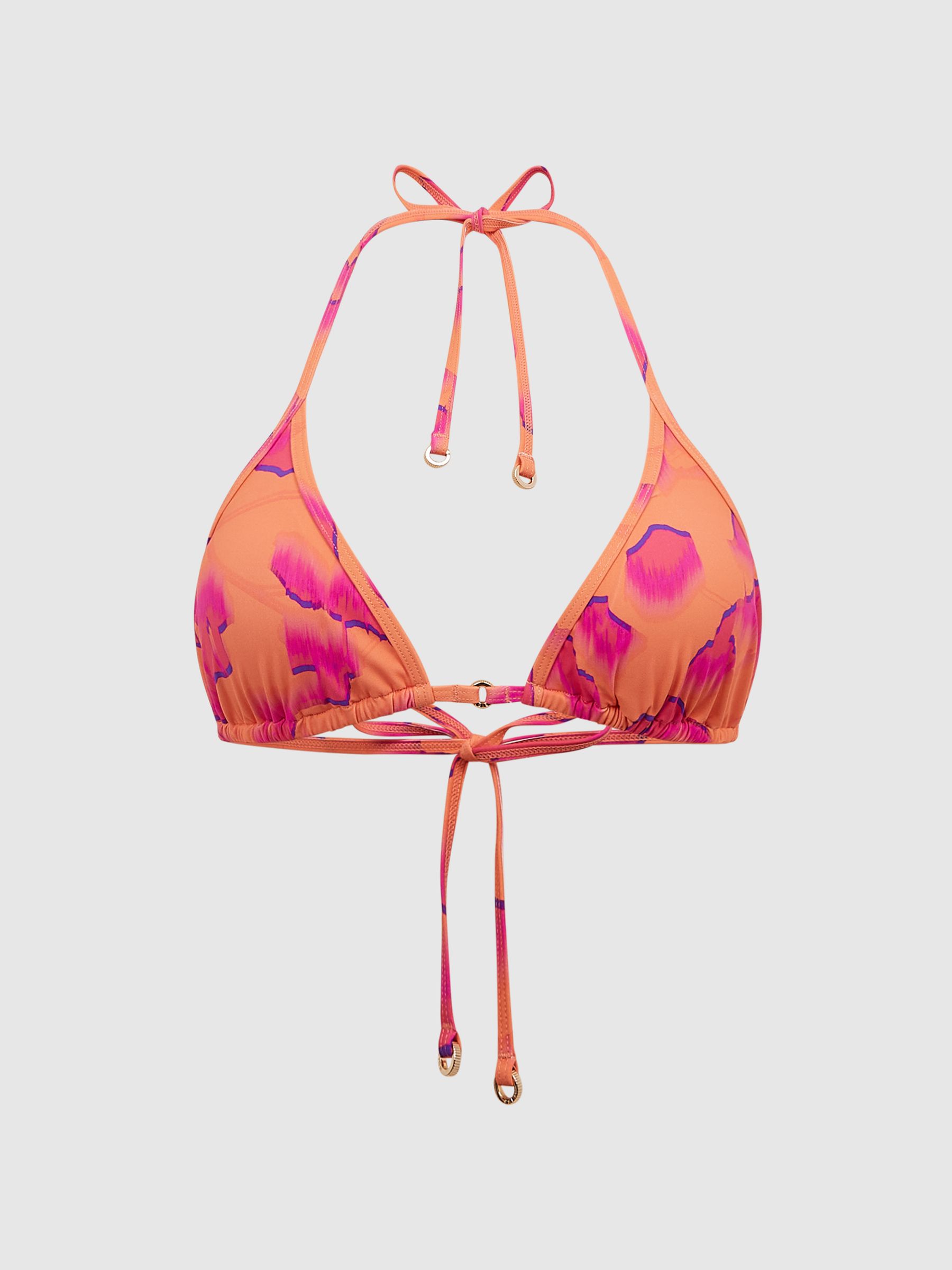 Printed Triangle Bikini Top in Orange - Image 2 of 5