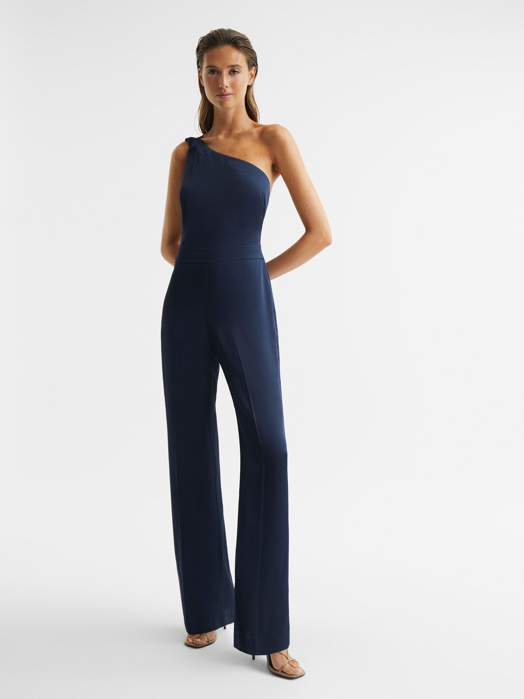 Bridesmaid One Shoulder Jumpsuit in Navy - Image 3 of 6