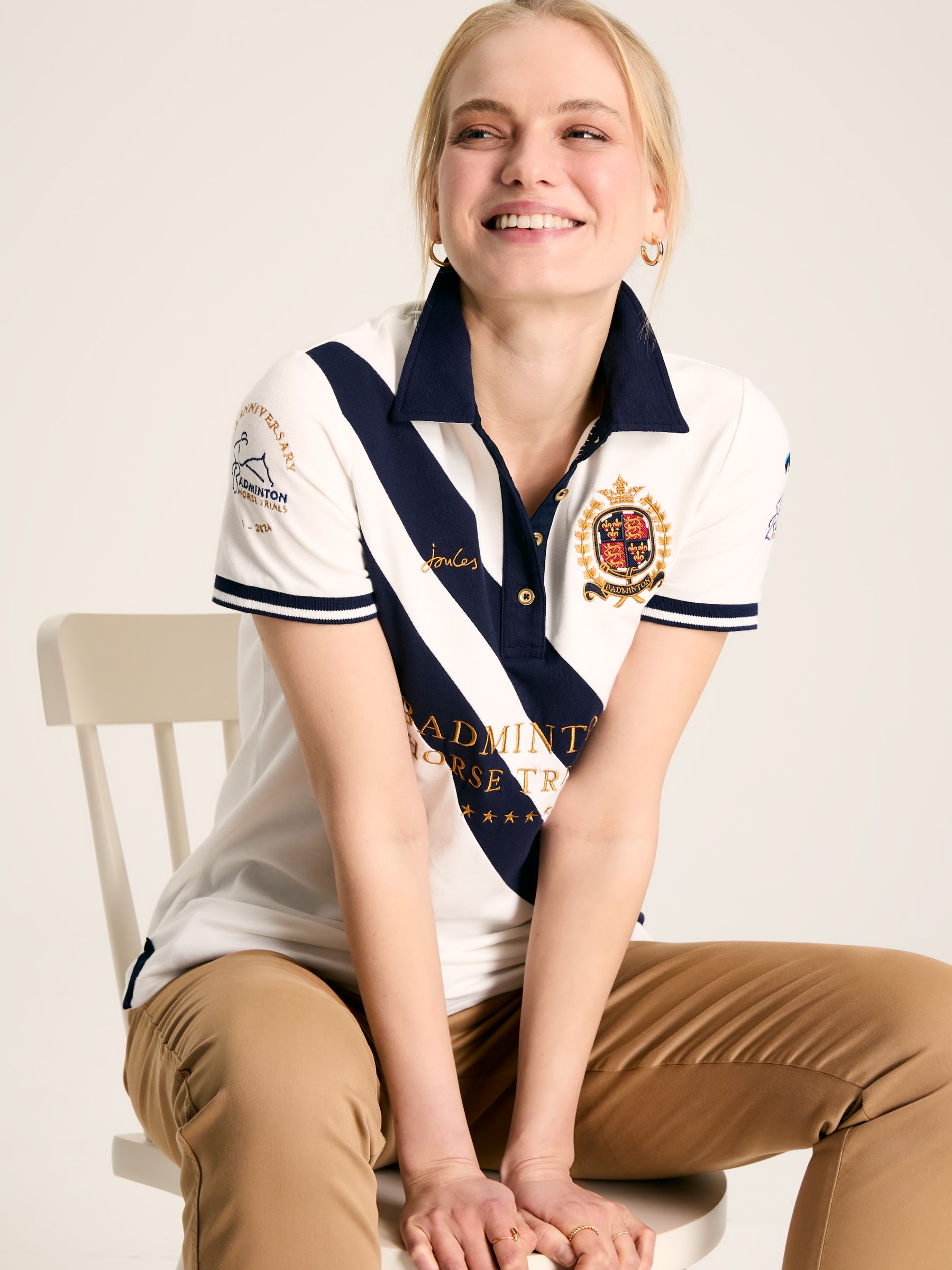 Official Badminton Cream & Navy Polo Shirt - Image 1 of 8