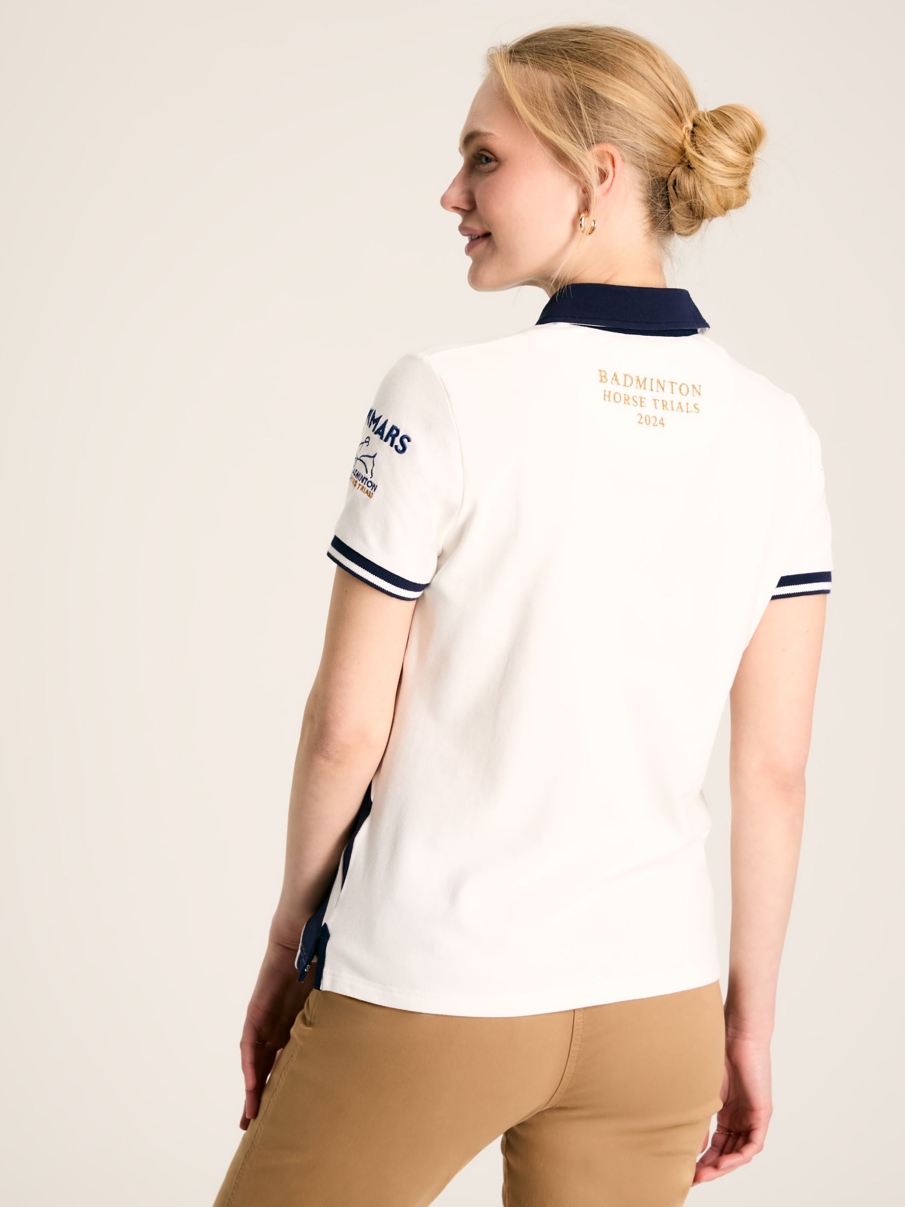 Official Badminton Cream & Navy Polo Shirt - Image 2 of 8
