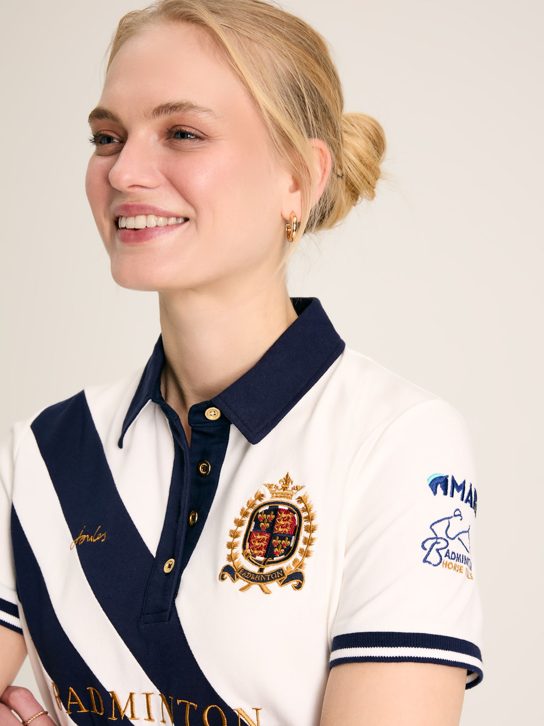 Official Badminton Cream & Navy Polo Shirt - Image 4 of 8