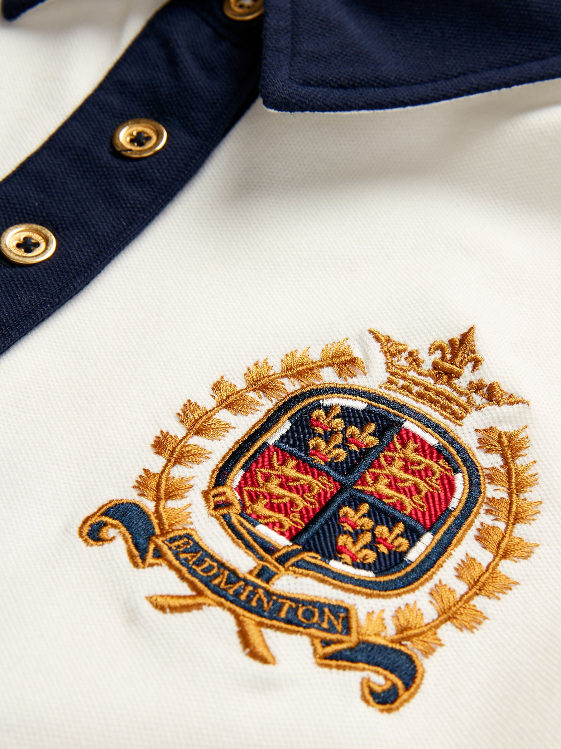 Official Badminton Cream & Navy Polo Shirt - Image 7 of 8