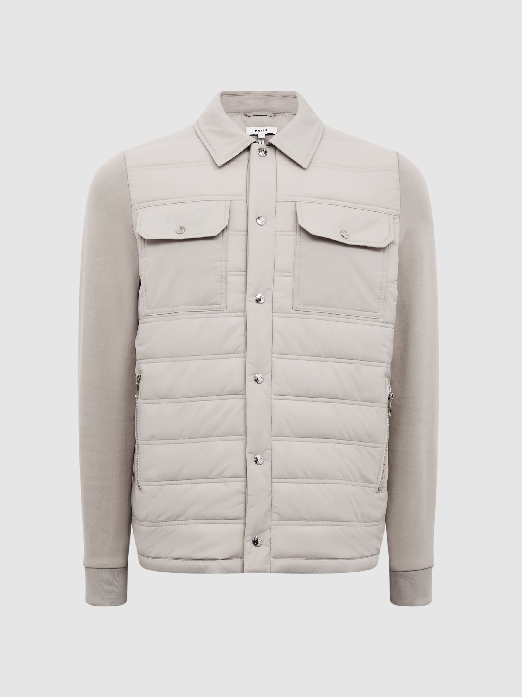 Langärmelige, gesteppte Hybridjacke, Stein - Bild 2 von 6 Langärmelige, gesteppte Hybridjacke, Stein - Bild 2 von 6